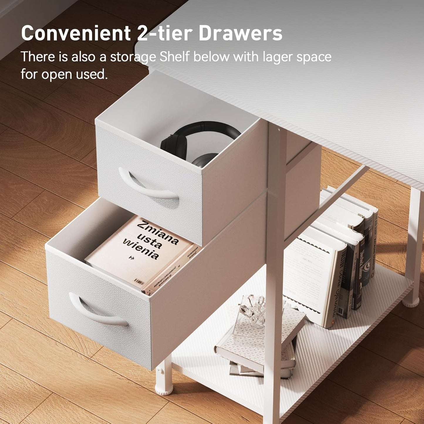 GTRACING Gaming Desk with Drawers, Carbon Fiber Style L Shaped Computer Desk Compatible with Monitor Arm Corner Desk Gaming Table for Home Office Desks, Easy to Assemble Adjustable Shelf Height