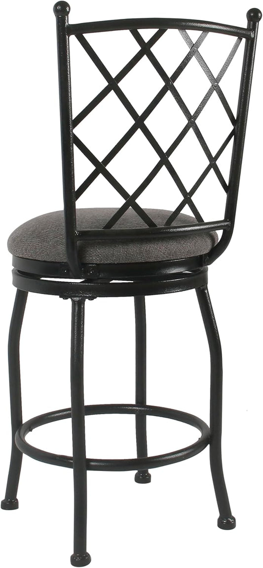 HomePop Home Decor | Metal Counter Height Bar Stools | 24" Bar Stools with Back | Decorative Home Furniture (Gray Woven)