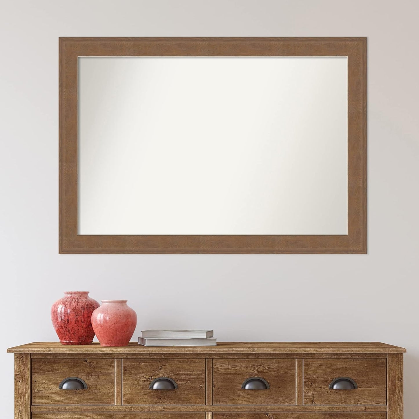 Amanti Art Brown Bathroom Mirror for Over Sink, 29x41 Alta Medium Brown Rectangle Vanity Mirror, Large Country Rustic Frame, Hangs Horizonally and Vertically, Bathroom Wall Decor, Non-Beveled Edge