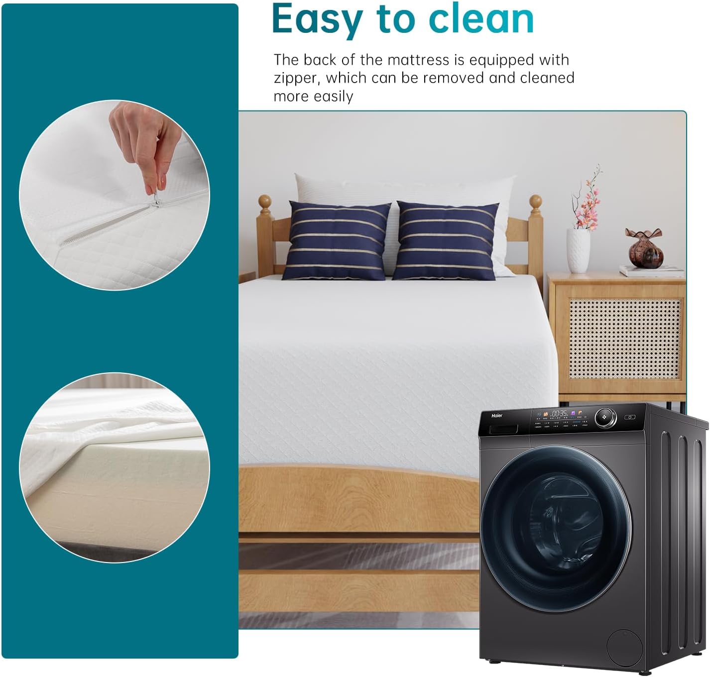 FDW | 14 Inch Twin Mattress | Medium Firm | Gel Memory Foam Mattress | White | Bed in a Box, CertiPUR-US Certified | Pressure Relief, Cooling Ventilated Foam | Washable Removable Cover