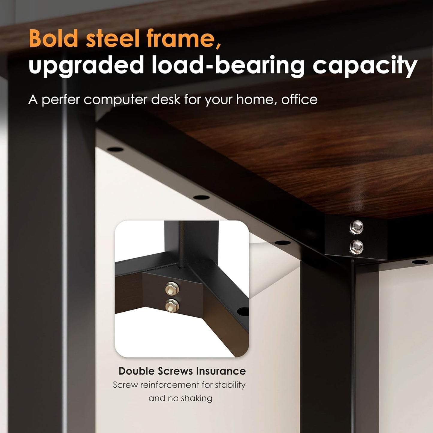 Need 63 Inch Large Computer Desk - Modern Simple Style Home Office Gaming Desk, Basic Writing Table for Study Student, Black Metal Frame, Walnut