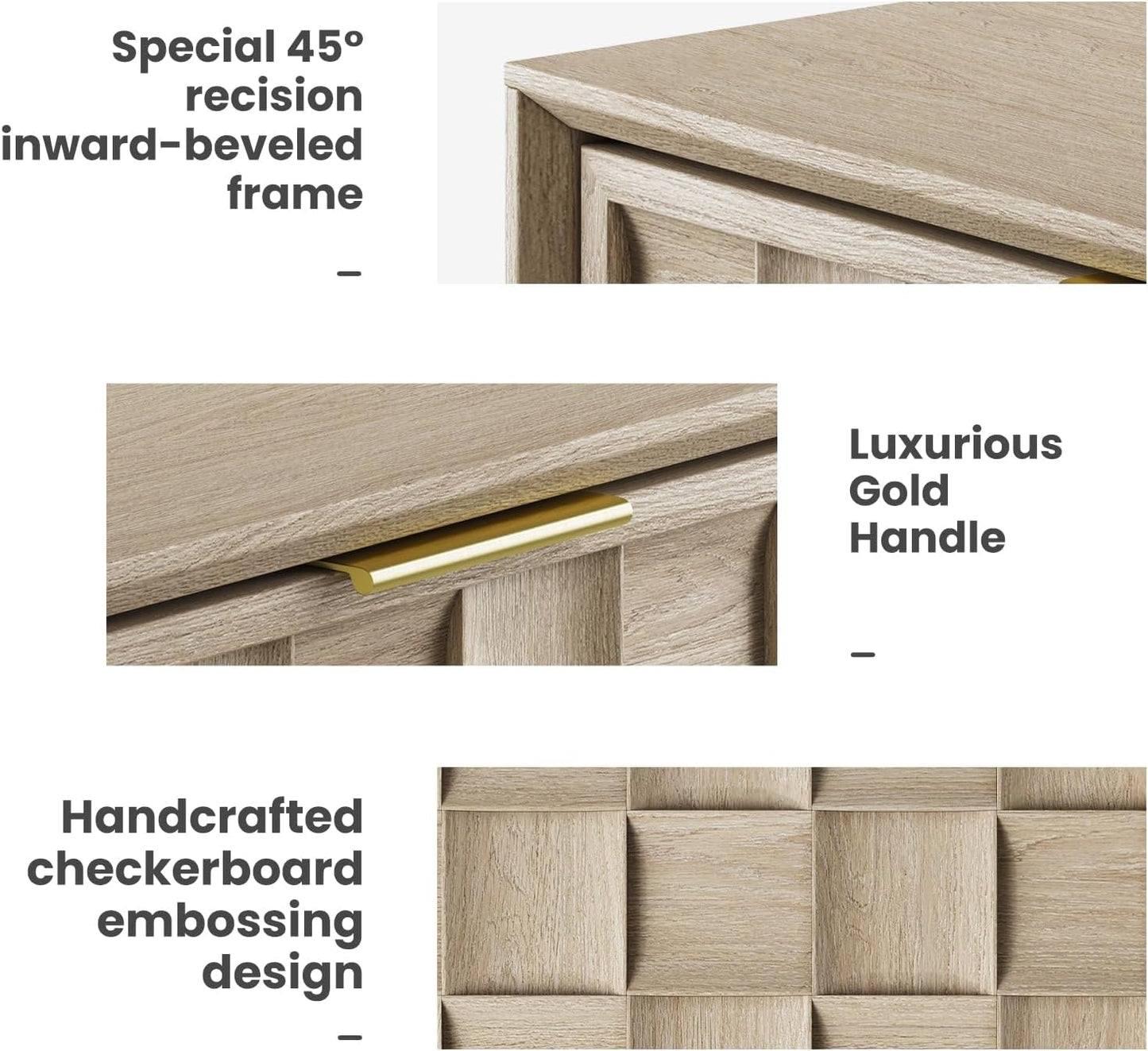 COLAMY Night Stand Set of 2, Nightstand with Charging Station, 22" Modern Bed Side Table with 2 Storage Drawers and Chessboard Relieffor Bedroom, Dorm and Small Spaces - Oak