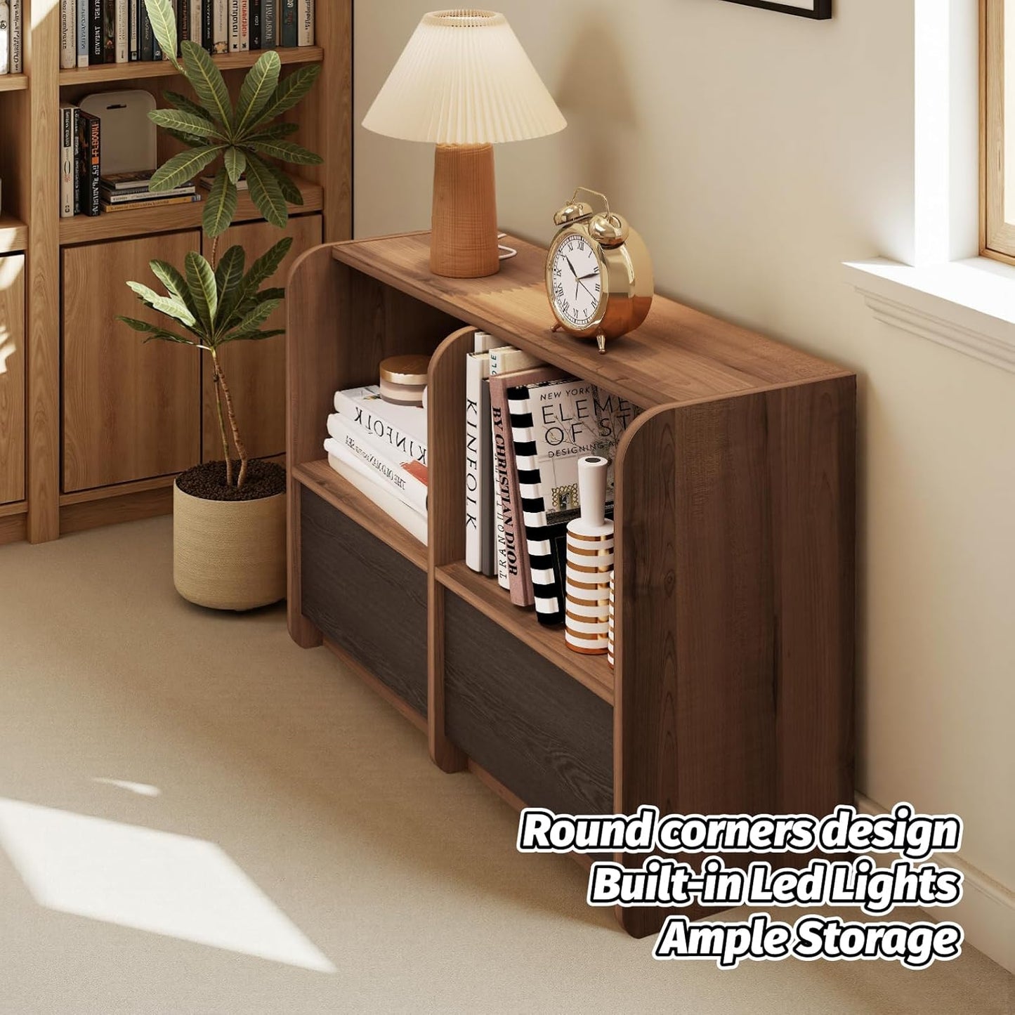 Pmnianhua Sideboard Buffet Kitchen Storage Cabinet with Drawers,Dining Room,Hallway,Cupboard Console Table,Liquor/Accent Coffee Bar Cabinet,Walnut and Black