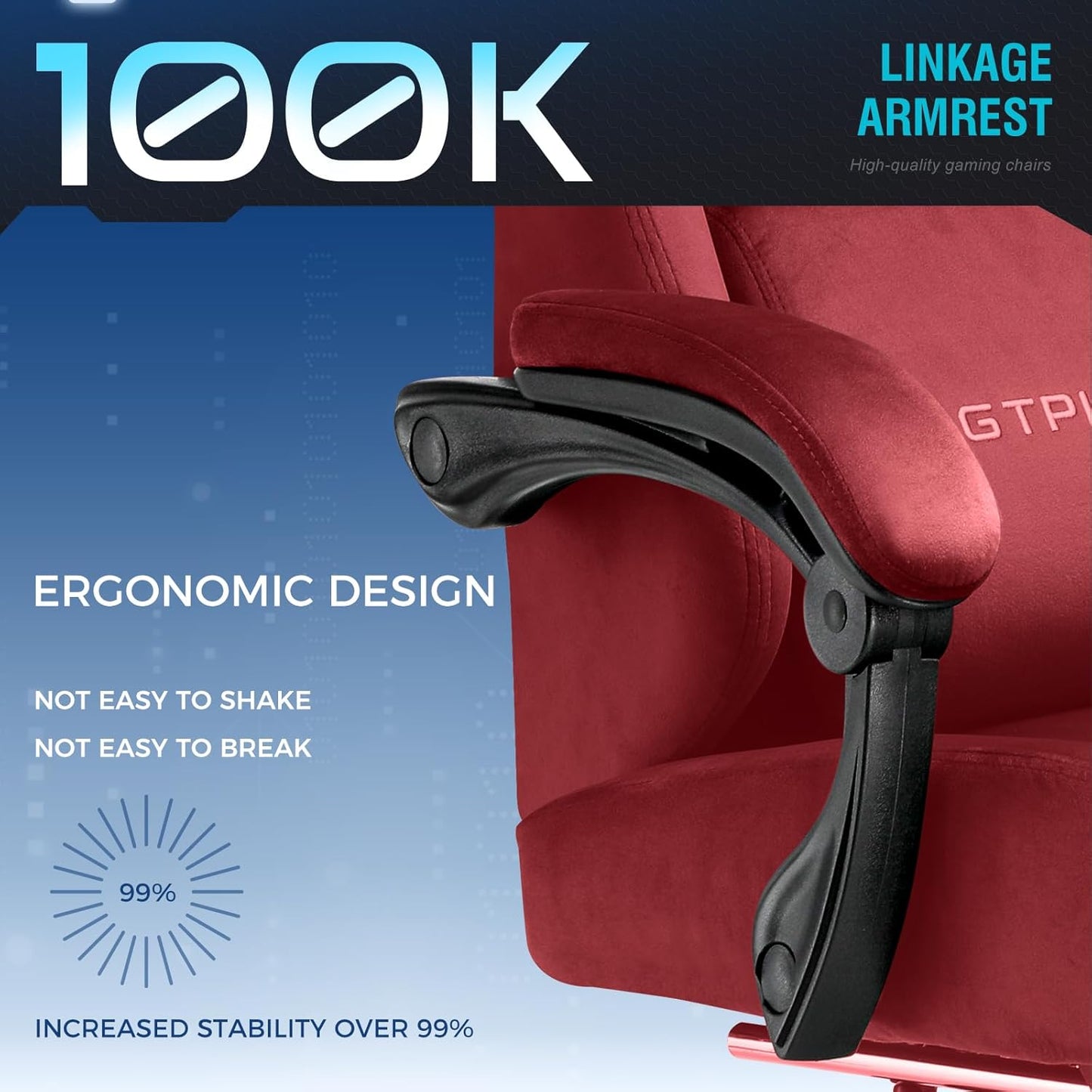 GTPLAYER Gaming Chair Fabric with Pocket Spring Cushion, Big and Tall Gamings Chairs 350LBS High Back Computer Chair with Footrest for Adults Lumbar Support Swivel Game Chair for Office Gaming Red