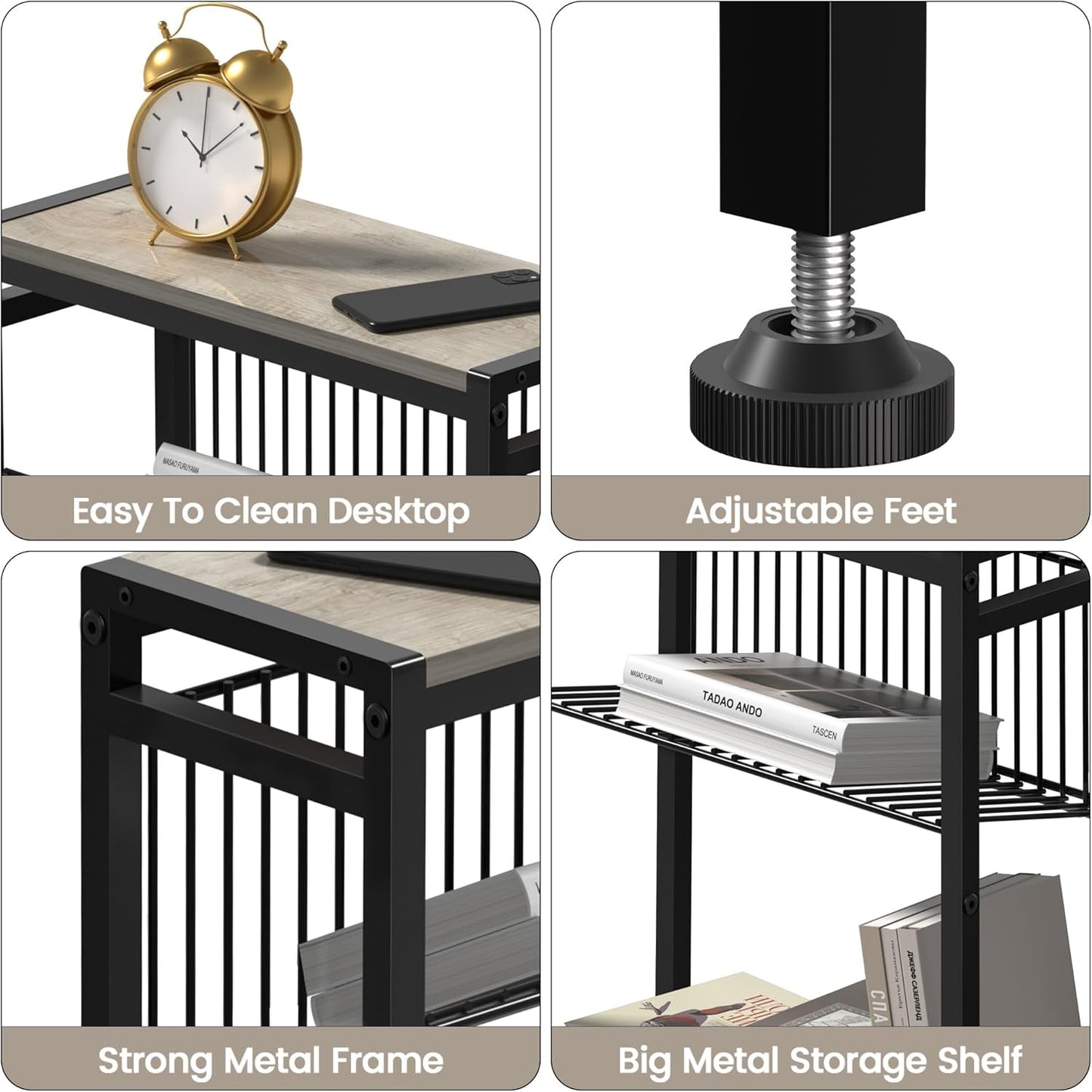 Small Side Table Set of 2 for Small Space, 3-Tier Narrow End Table with Magazine Holder, Slim Nightstand, Skinny Snack Couch Table in Living Room, Bedroom, Kitchen and Balcony (Greige)