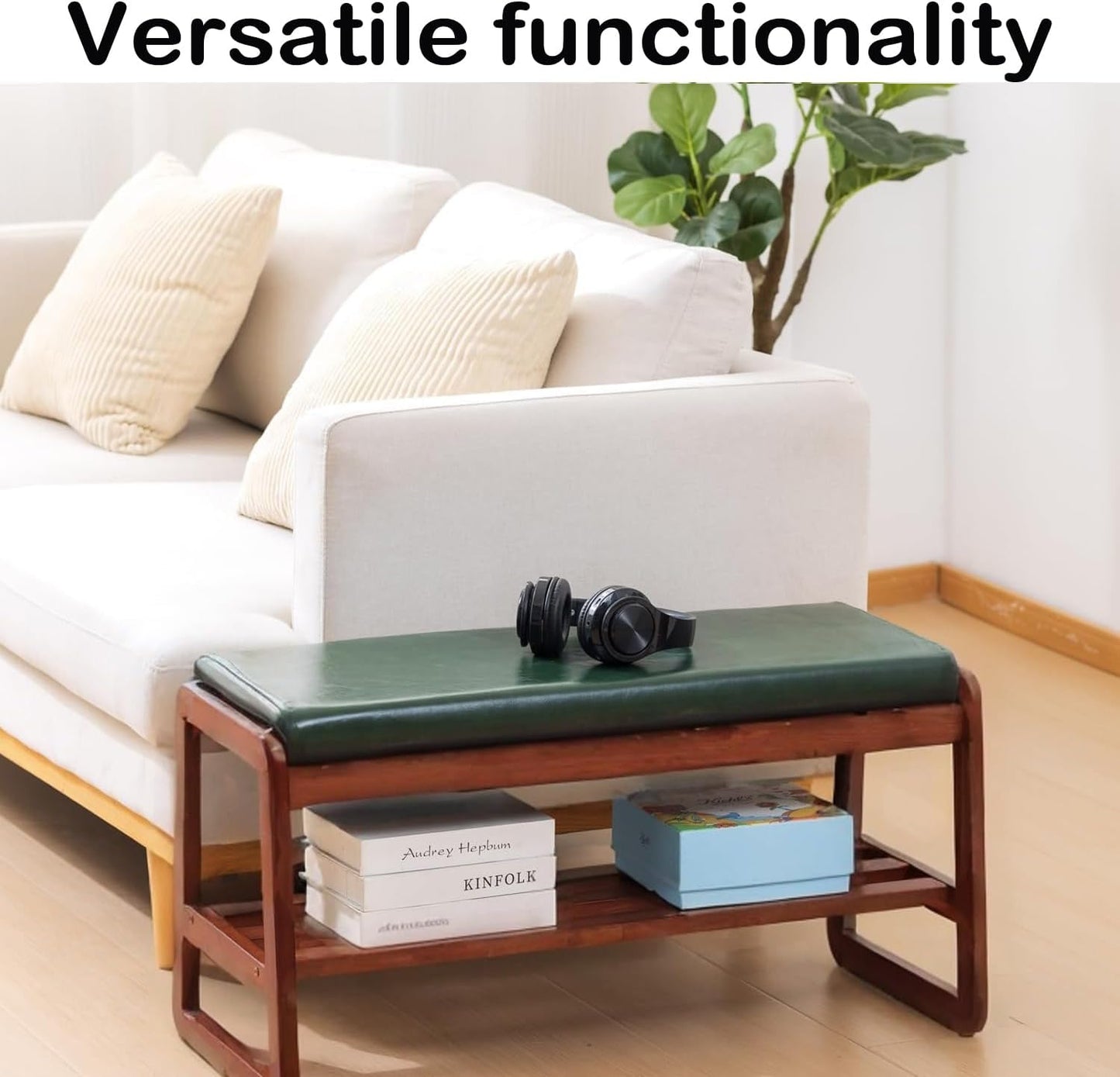 Shoe Rack Bench, Solid Wood Entryway Bench(Green-39.4")