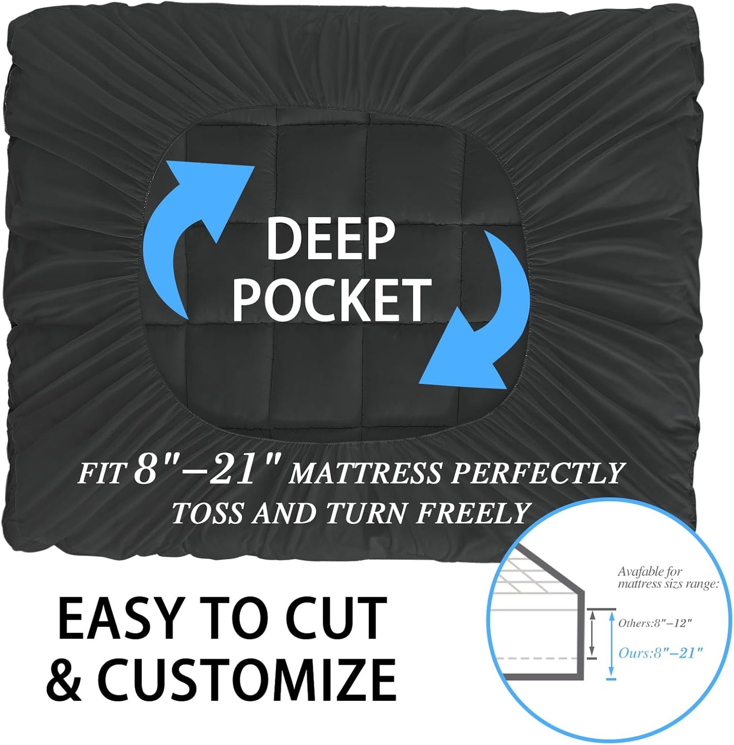 CYMULA Mattress Topper Twin Size - Soft Cooling Mattress Pad for College Dorm Room Essentials - Extra Thick Twin Protector Cover for Back Pain, Single Bed Topper Pillow Top with 8''-21'' Deep Pocket