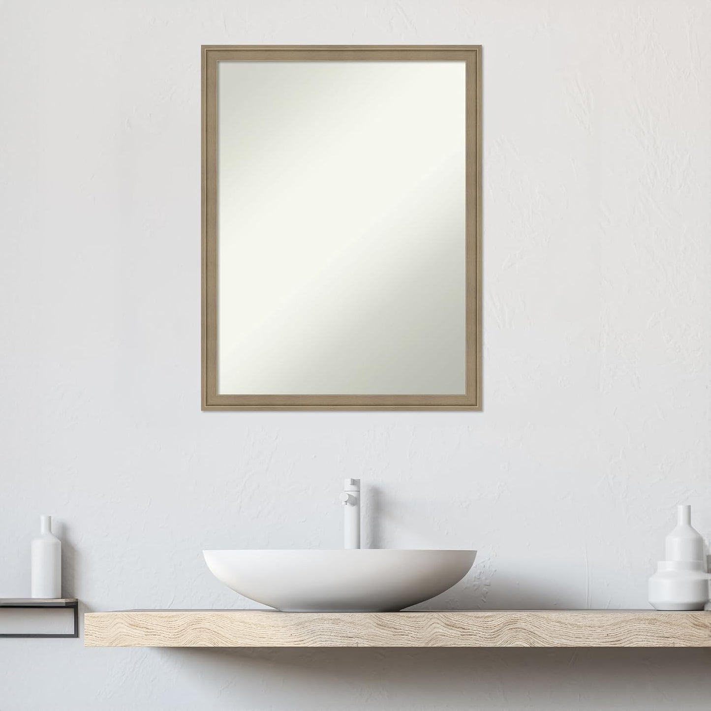 Amanti Art Grey Bathroom Mirror for Over Sink, 26x20 Florence Grey Rectangle Vanity Mirror, Medium Casual Frame, Hangs Horizonally and Vertically, Bathroom Wall Decor, Non-Beveled Edge from WI, USA