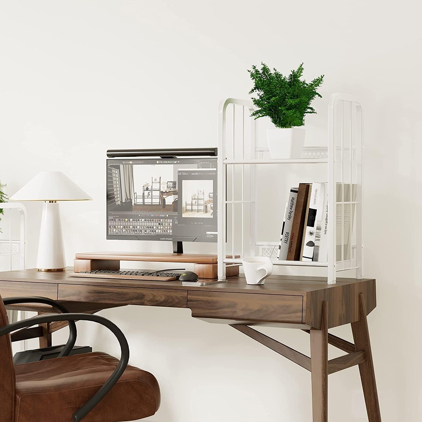 Bookshelf Storage Shelf Bookcase Freestanding Storage Stand for Living Room, Bedroom, Kitchen, Rust Resistance Easy Assembly Free Combination Multi-Functional Organizer (2 Tiers, White)