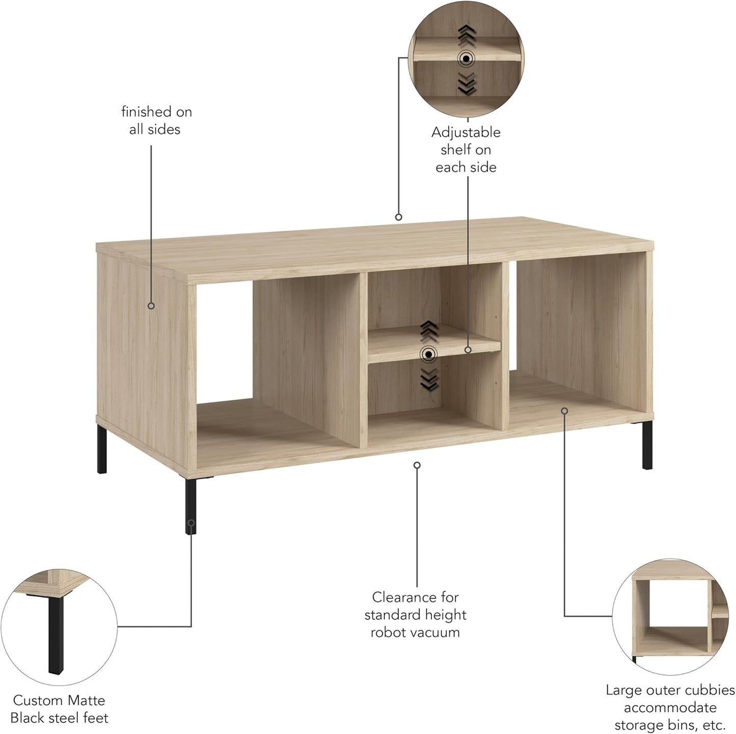 Bush Furniture Essence Coffee Table with Shelf | Shelves, Storage, Multifunctional Organization for Living Room, Bedroom, or Entryway