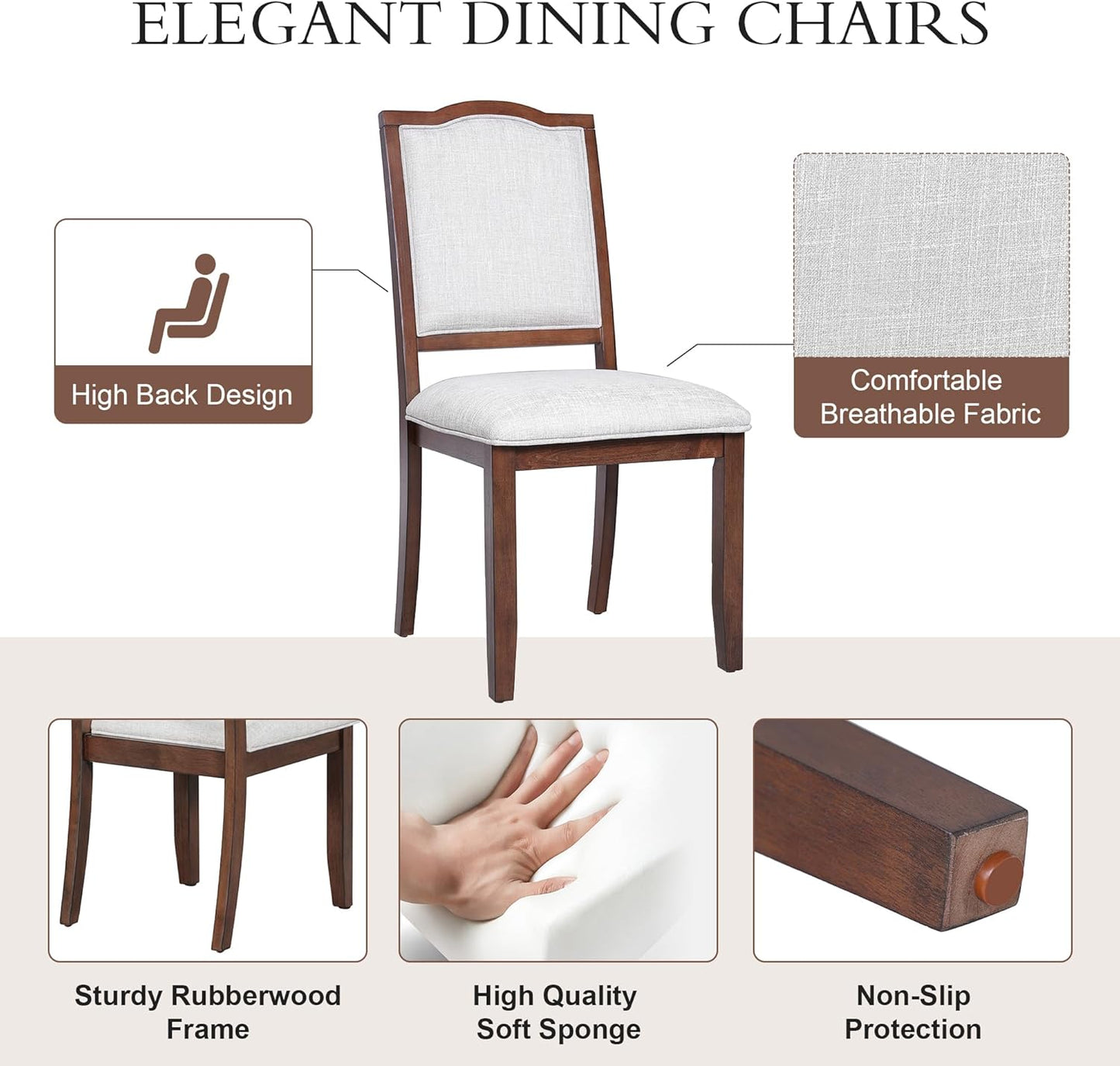 Ball & Cast Dining Table Set for 6,60" to 78" Extendable Wood Dining Table with Removable Leaf,6-Piece Kitchen Table Set W/ 4 Upholstered Chair and 1 Bench,for Dining Room,Kitchen,Restaurant,Cherry