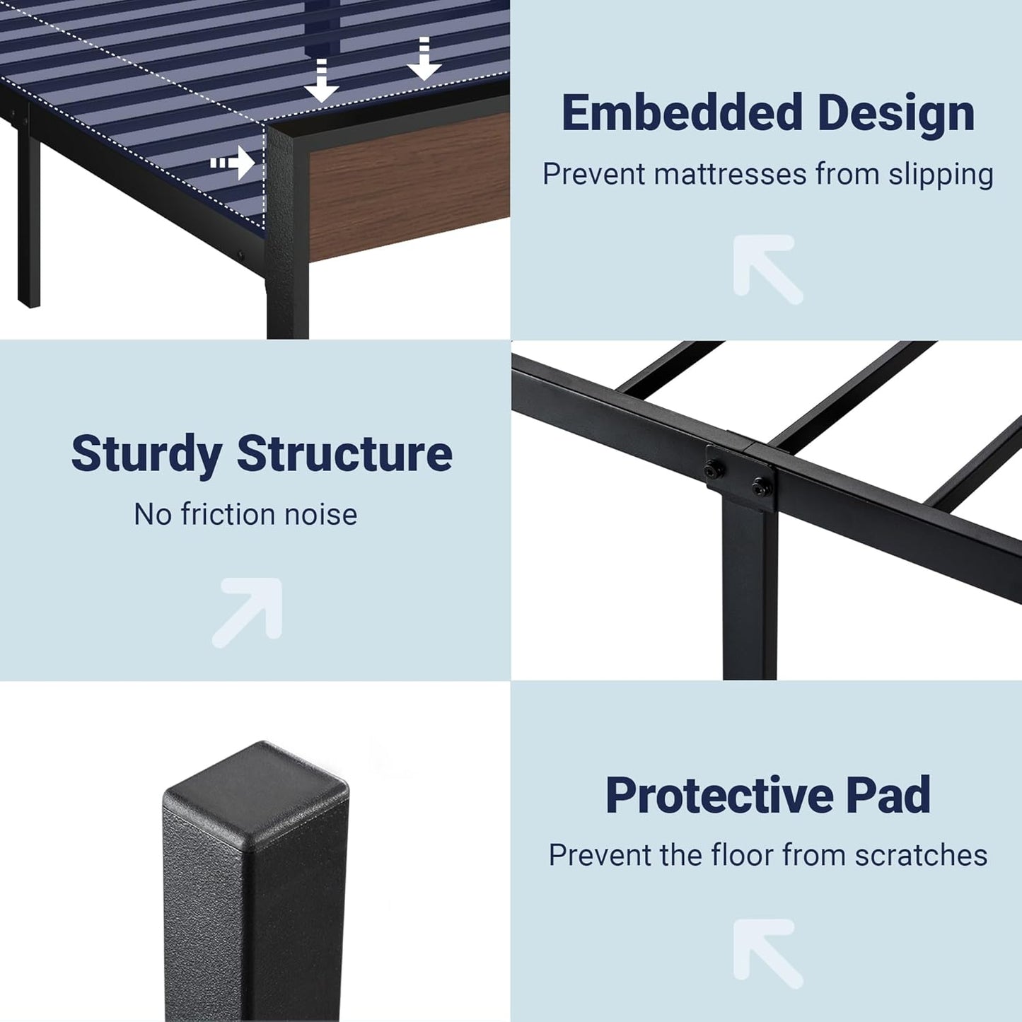 Allewie Twin Size Platform Bed Frame with Wooden Headboard and Footboard, Heavy Duty Metal Slats Support, No Box Spring Needed, Under-Bed Storage, Noise Free, Easy Assembly, Walnut