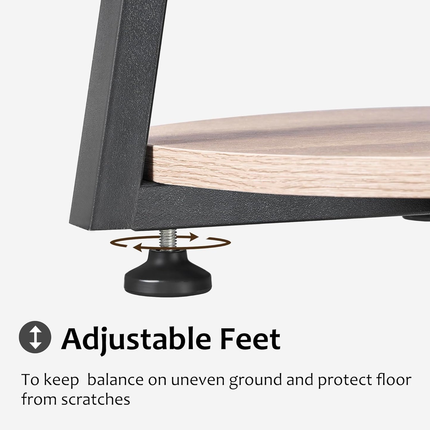 BEWISHOME Round End Table Side Table with Metal Frame, Accent Table Nightstand Bedside Table with 3-Tier Shelves, Small Couch Coffee Table for Living Room Bedroom Greige KTZ41G