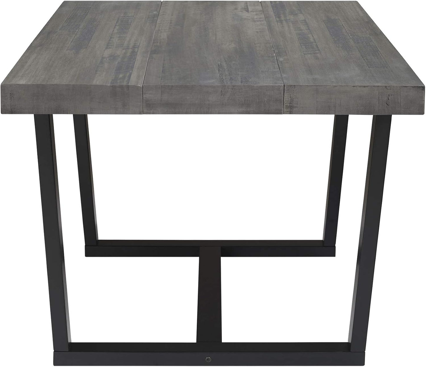 Walker Edison Andre Modern Solid Wood Dining Table, 52 Inch, Grey