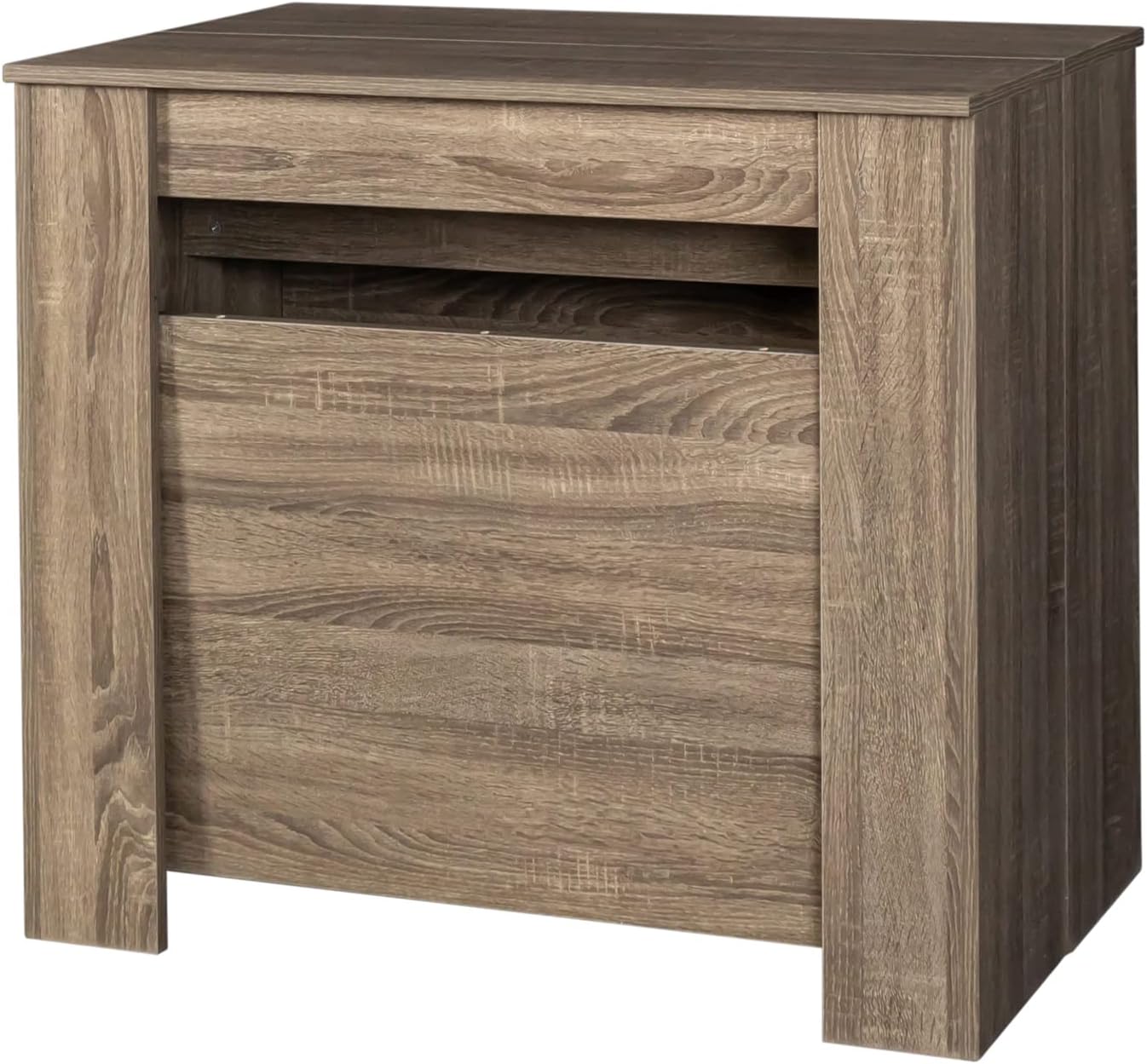 118" Extendable Dining Table for 6-10 Person, Wooden Folding Narrow Dining Room Table, Farmhouse Extendable Console Table for Gatherings, Meeting, Dining Office Areas Brown