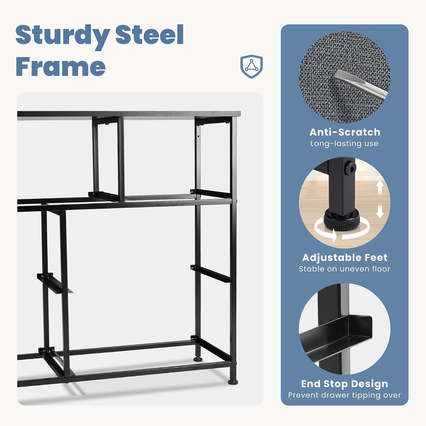 DUMOS TV Stand Dresser with 7 Fabric Drawers, Multifunctional Storage Organizer for Living Room Bedroom Closet, Entertainment Center Cabinet Chest Modern Furniture for Clothing,Charcoal Gray