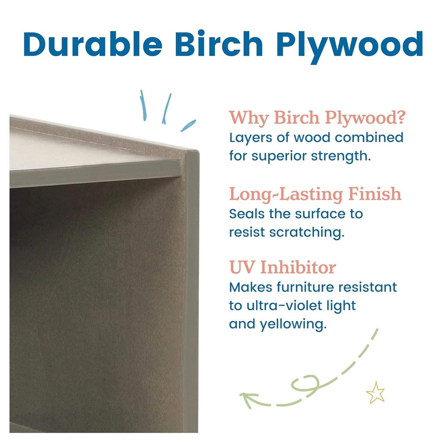 ECR4Kids 2-Section Coat Locker with Bench, Classroom Furniture, Grey Wash