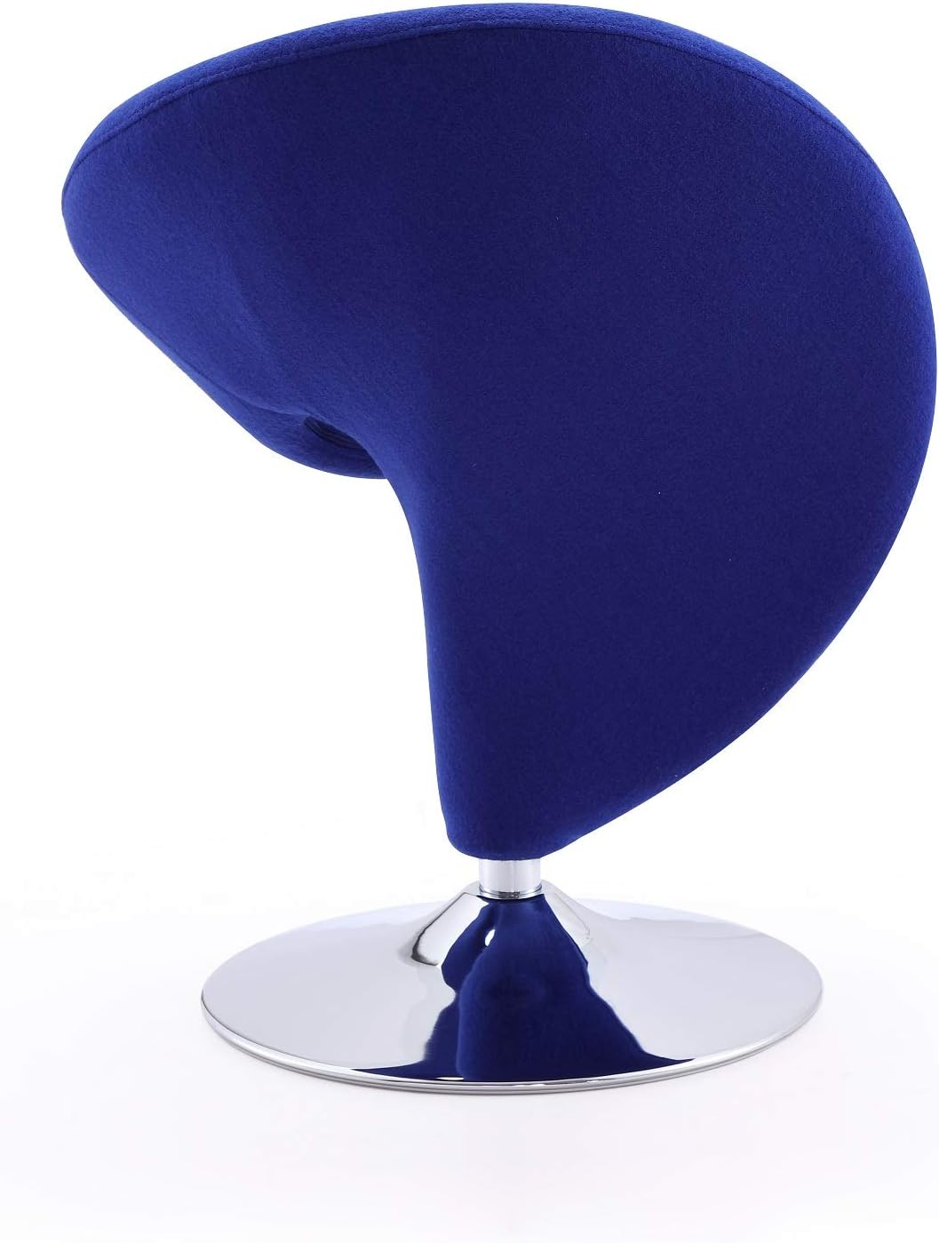 Manhattan Comfort Curl Mid Century Modern Wool Blend Upholstered Living Room Swivel Accent Chair with Chrome Metal Base, Set of 2, Blue