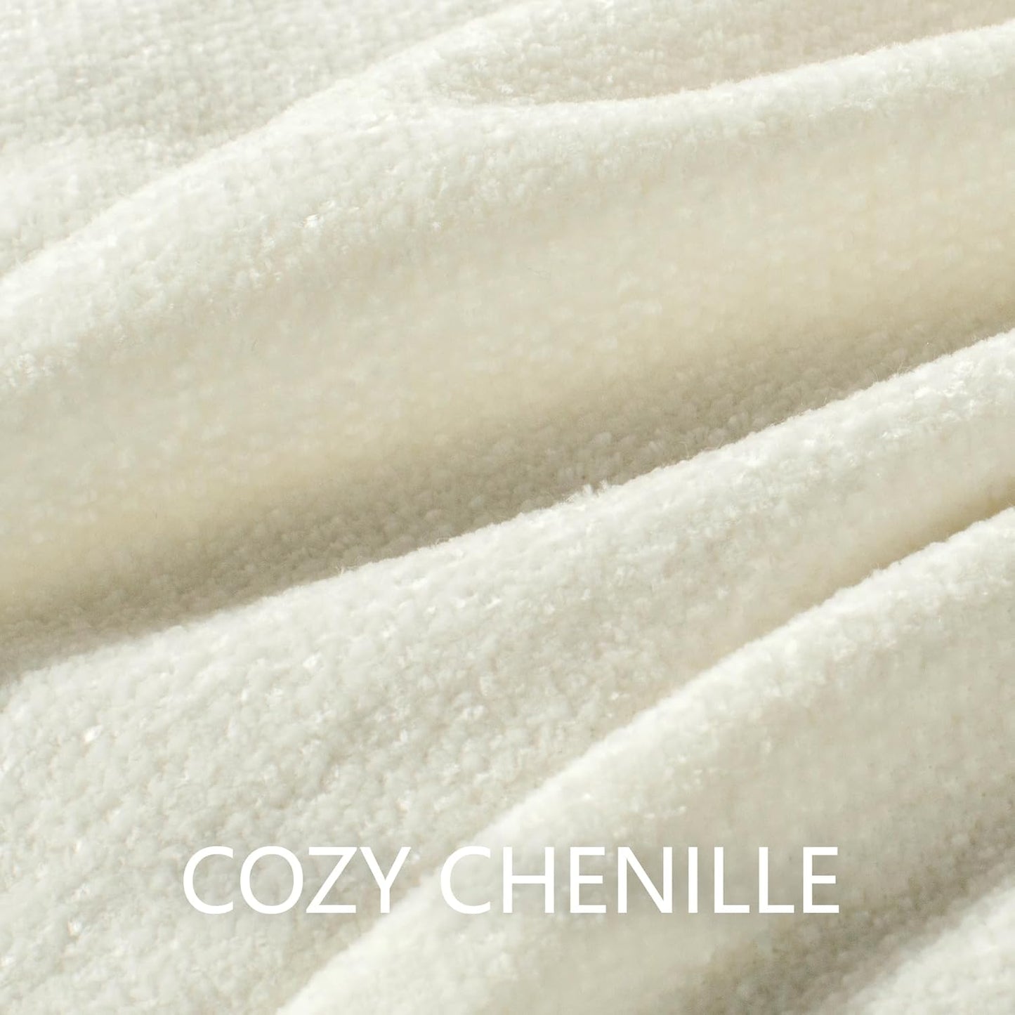 Chenille Throw Blanket for Couch 60"X 80" Twin, Soft Cozy Throws with Fringe Tassel for Bed Sofa Chair Cover, Lightweight Knitted Decorative Boho Blankets for Living Room, Ivory White