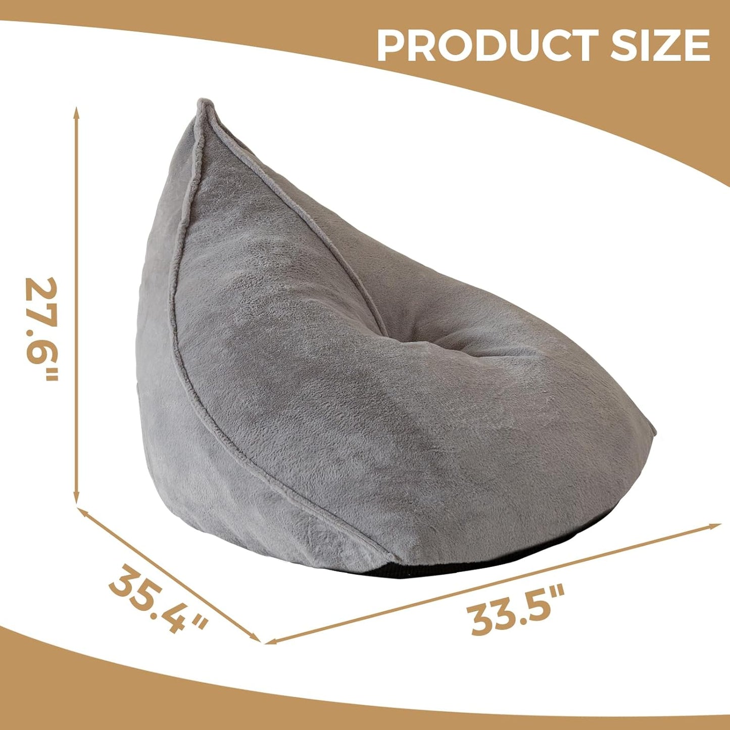 BYBYME Bean Bag Chairs Sherpa Lazy Sofa, Giant Beanbag Chairs for Adults, Teenagers with Stuffed High Density Foam Filling, Comfy Chair for Living Room, Bedroom