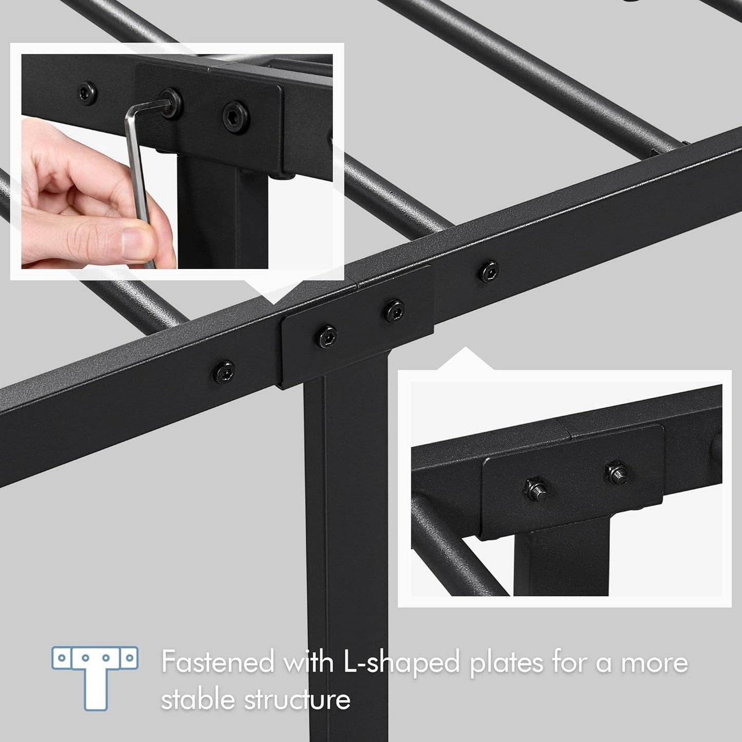 Yaheetech Twin Bed Frame Metal Platform Bed Frame Mattress Foundation with Spindle Headboard & Footboard/No Box Spring Needed/14 Inch Underbed Storage/Firm Support & Easy Set up Structure, Black