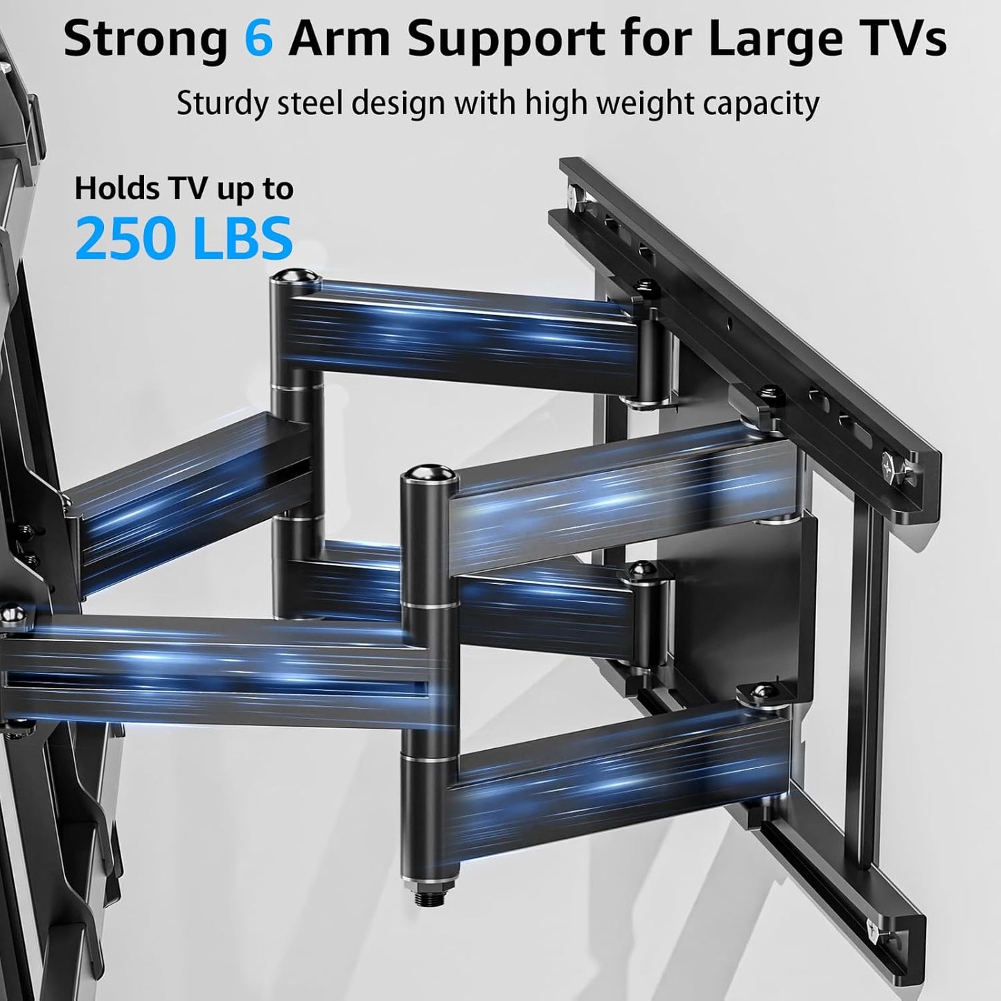 MOUNTUP Heavy Duty Full Motion TV Wall Mount for 50-110 inch Large TVs, Holds 250 lbs, 1.65" Slim TV Bracket with Extension, Swivel & Tilt, Preassembled, Max VESA 800x600mm, Fits 12-24" Studs, MU0096