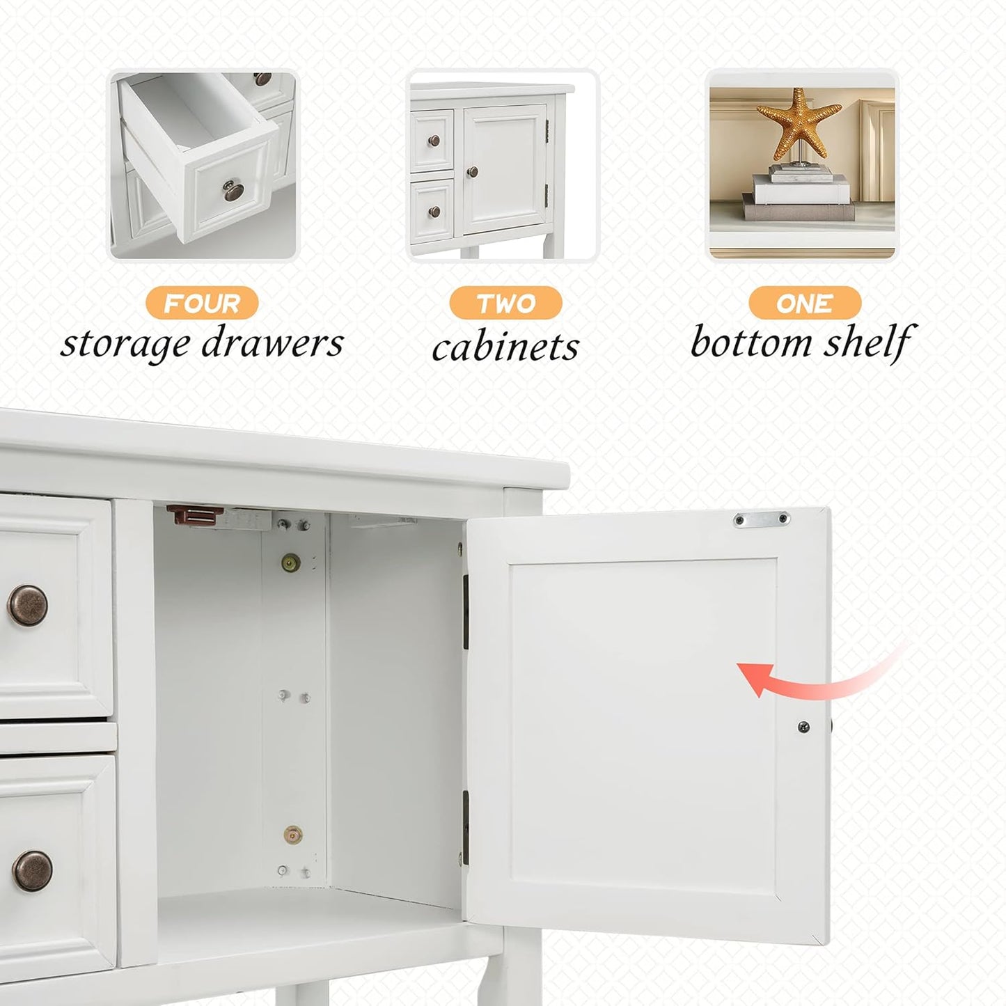 Merax Modern Wood Buffet Cabinet with Storage Shelf, 2 Drawers and 2 Cabinets Buffet Coffee Bar Table for Living Room Dinning Room Kitchen (White)