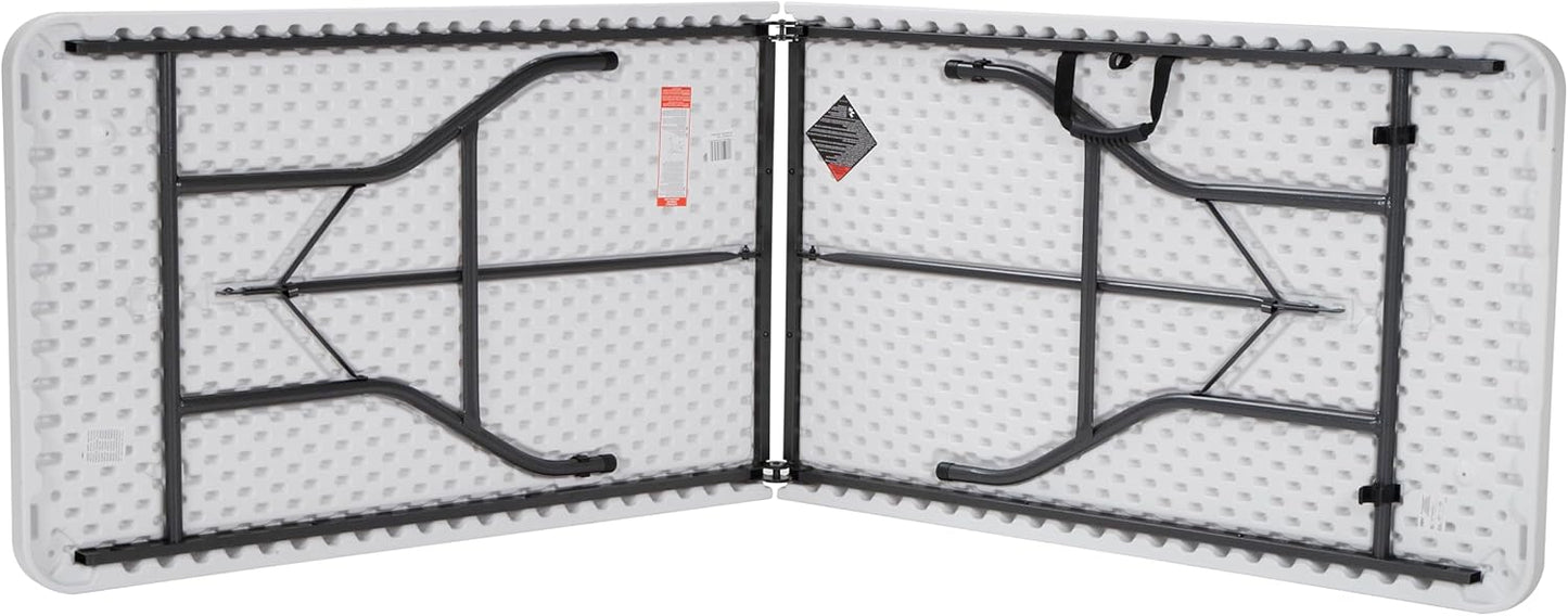 COSCO Fold-in-Half Banquet Table w/Handle, 8ft, White