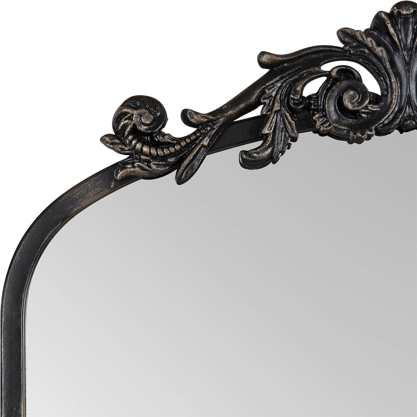 Kate and Laurel Arendahl Vintage Arched Tall Panel Mirror, 18 x 58, Antique Black, Traditional Baroque Full Length Mirror with Ornate Garland Inspired Crown for Bedroom Body Mirror Decor