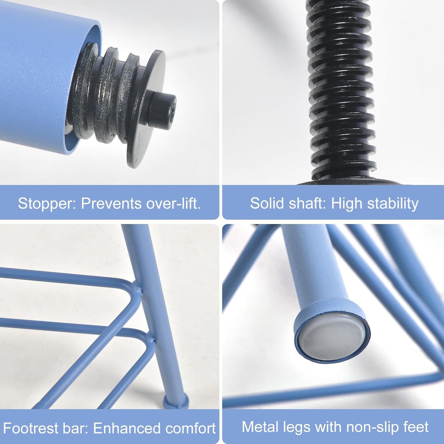 Industrial Bar Stools-Set of 2 24.4-28.3inch Counter Height Kitchen Stool-Modern Dinner Breakfast Chairs-Swivel Round Wooden Seat