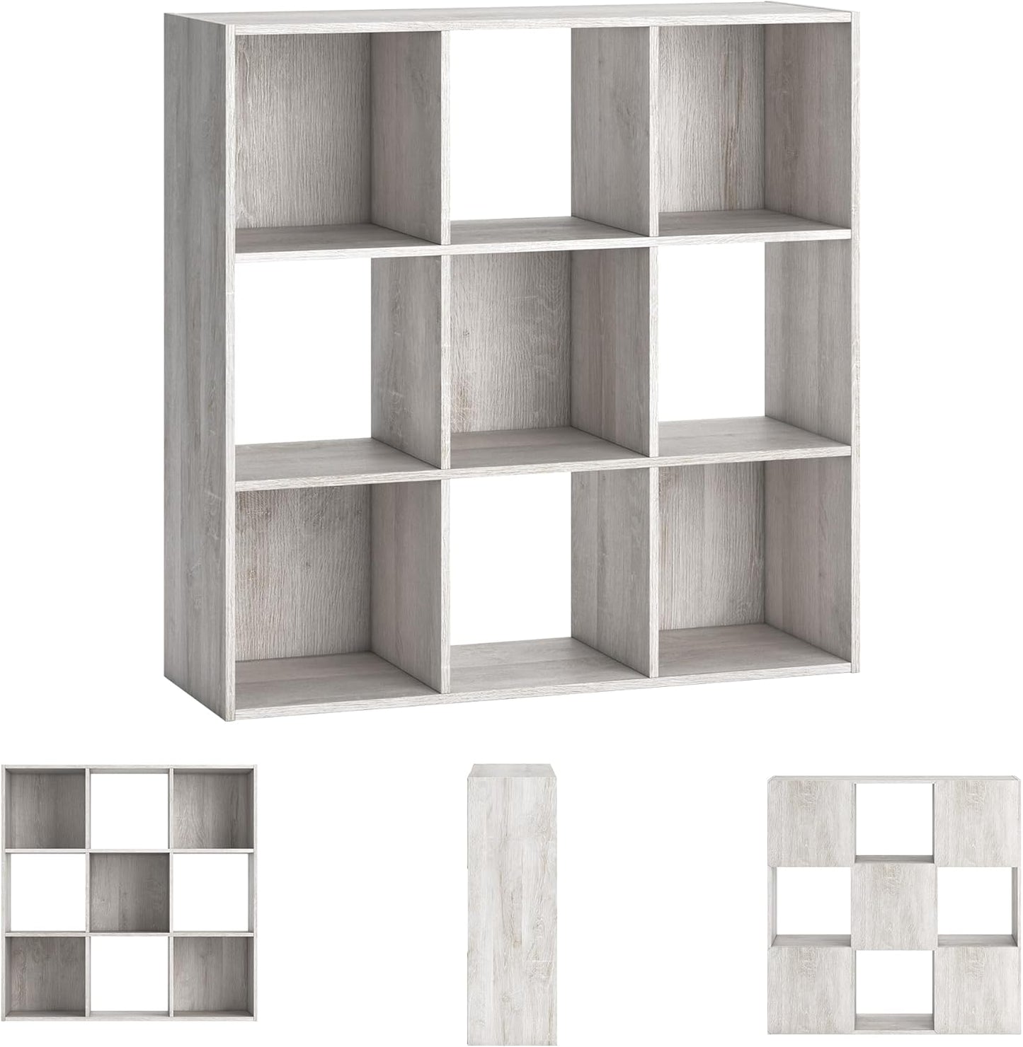 Signature Design by Ashley Paxberry Coastal 9 Cube Storage Organizer or Bookcase, Whitewash
