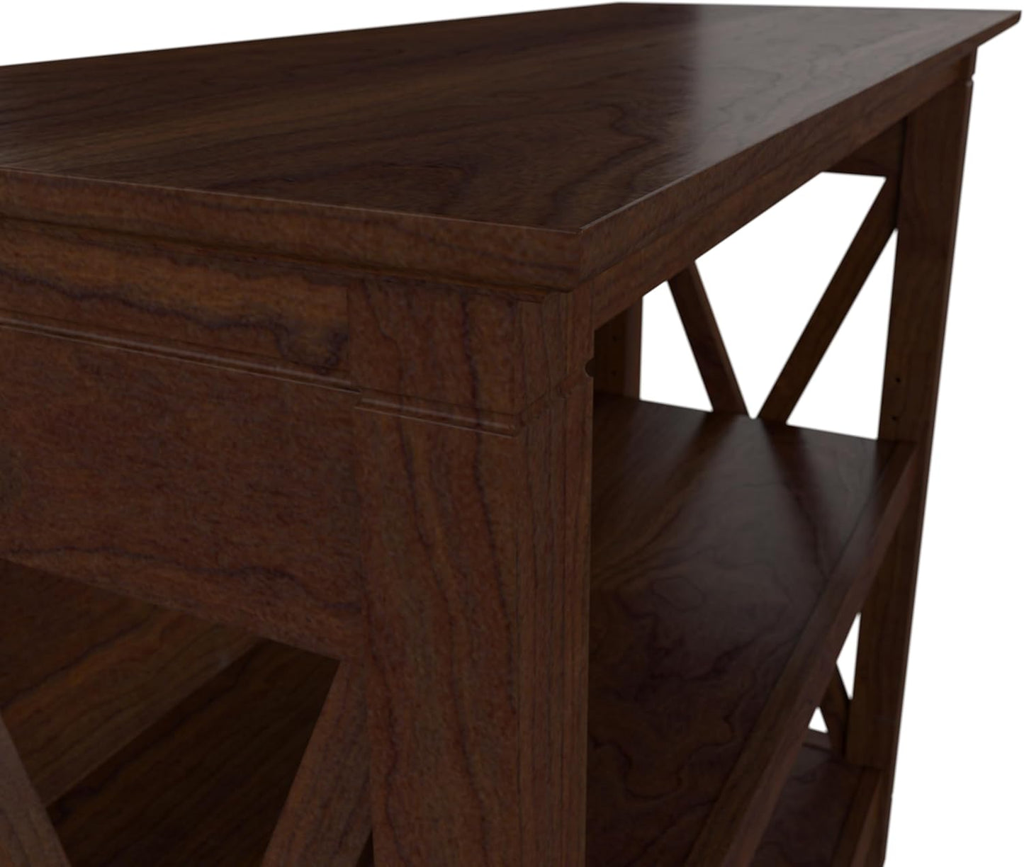 Bush Furniture Key West Small 2 Shelf Bookcase in Bing Cherry, Compact Home Organizer, Vertical Storage Solution, Bookshelf for Office or Living Room