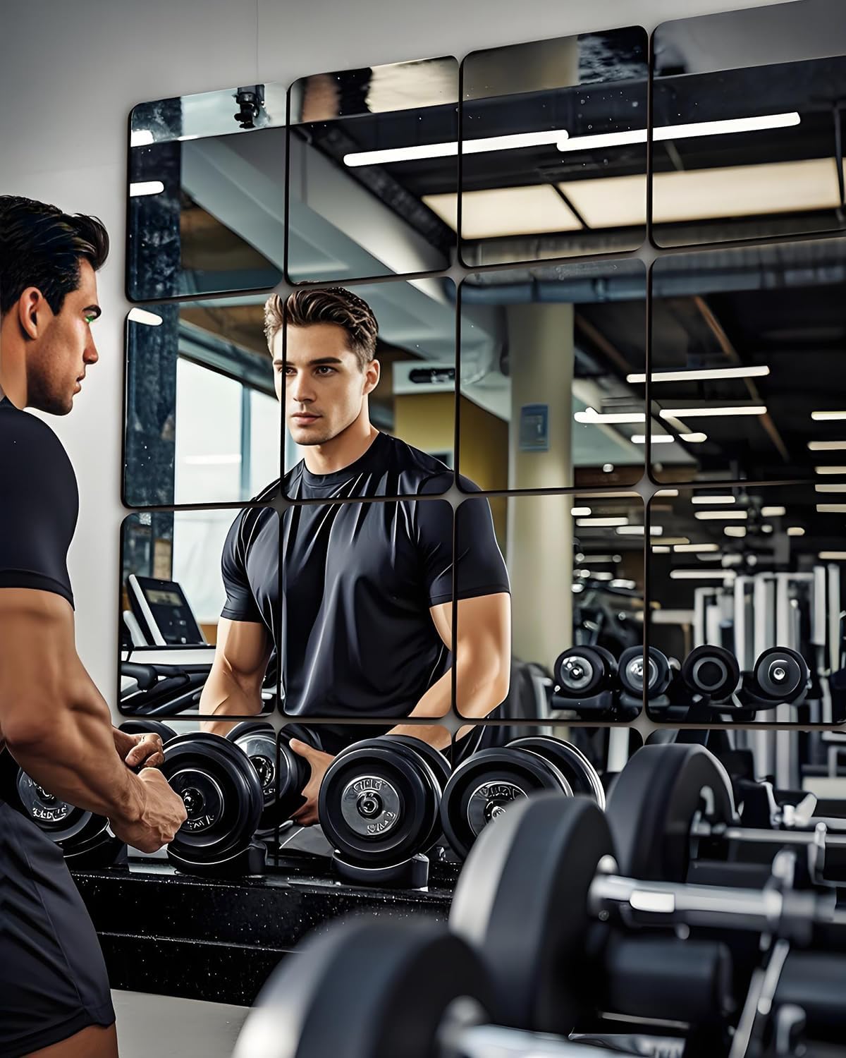 12" x 12" Glass Wall Mirror Tiles for Wall, Frameless Full Length Mirrors Wall Mounted for Home Gym Mirror Yoga Bedroom Dancing Studio Dressing Room (16PCS)