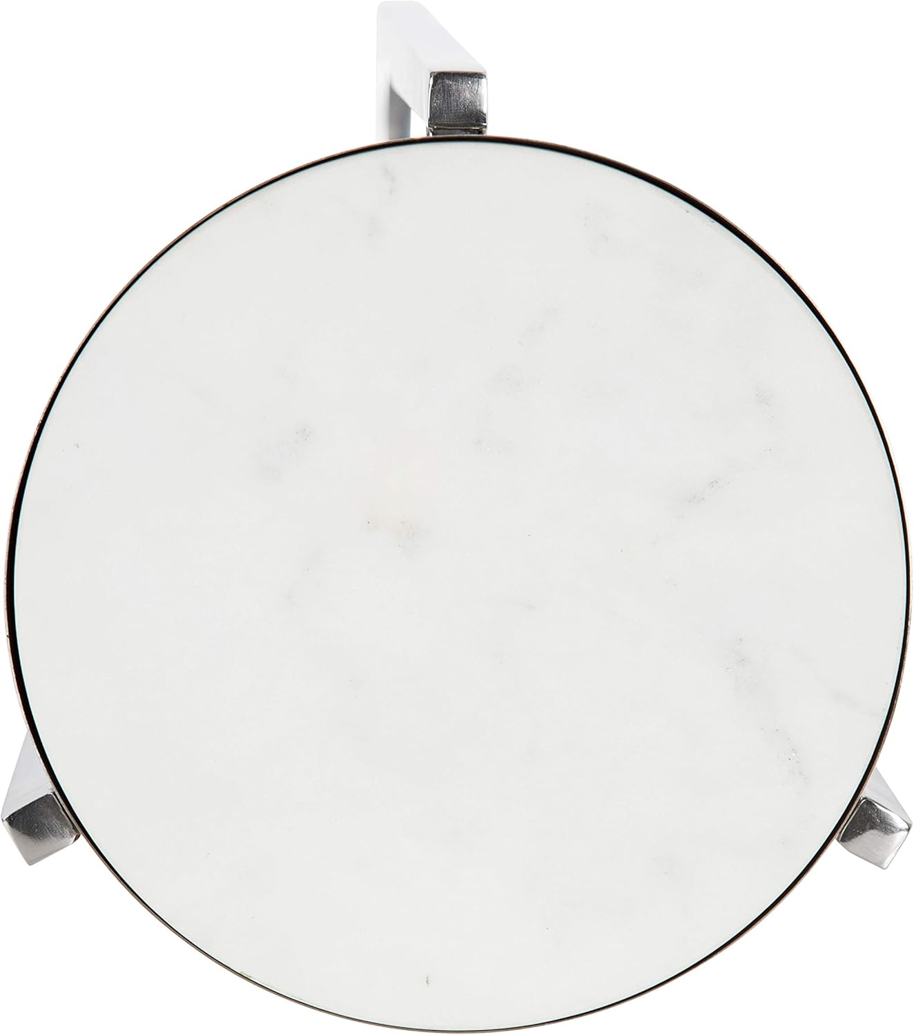 Kate and Laurel Aguilar Glam Round Drink Table, 8 x 8 x 23, Silver and White, Small Accent Table for Use as Plant Pedestal Stand with Marble Tabletop