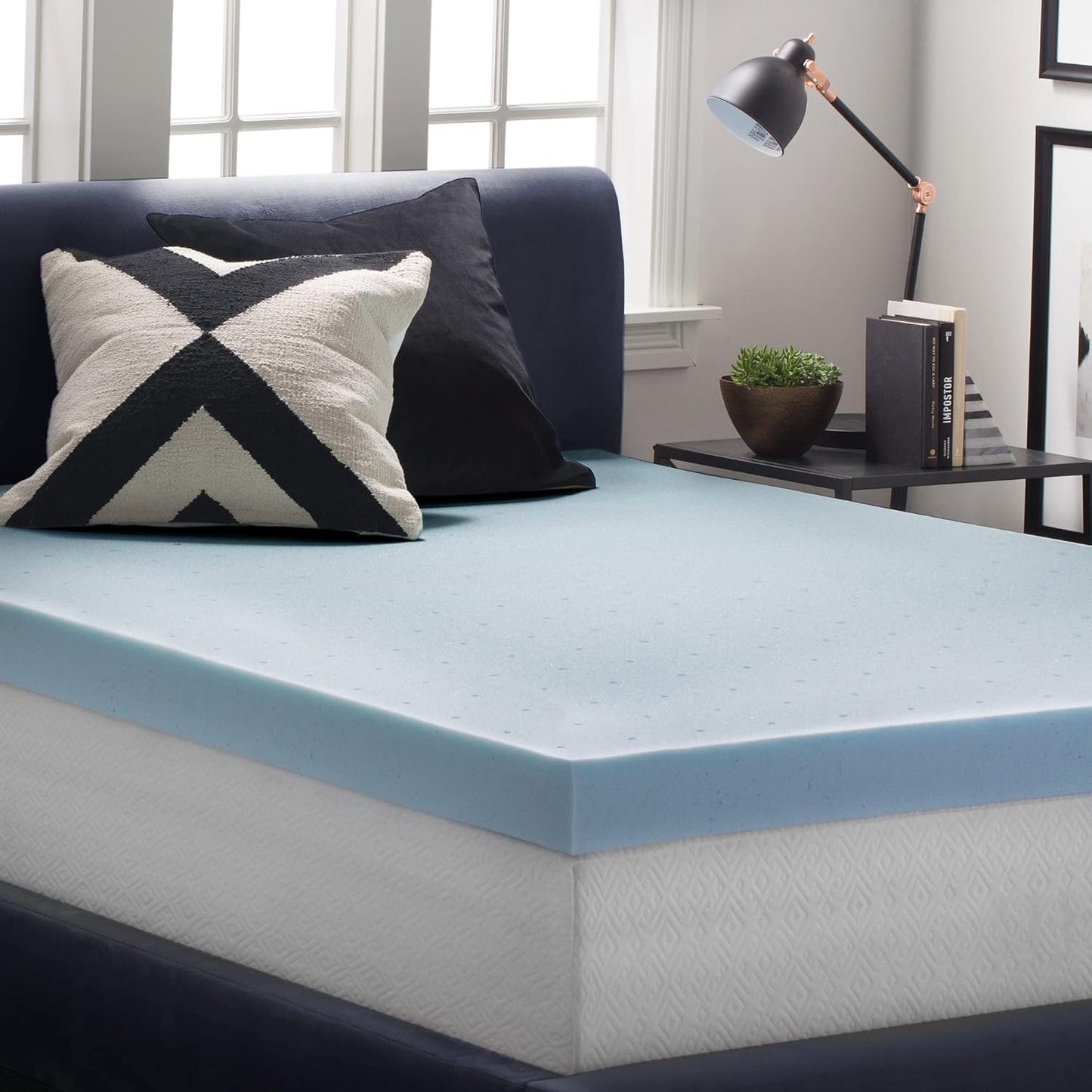 LUCID 4 Inch Gel Memory Foam Mattress Topper-Ventilated Design-Ultra Plush-Twin
