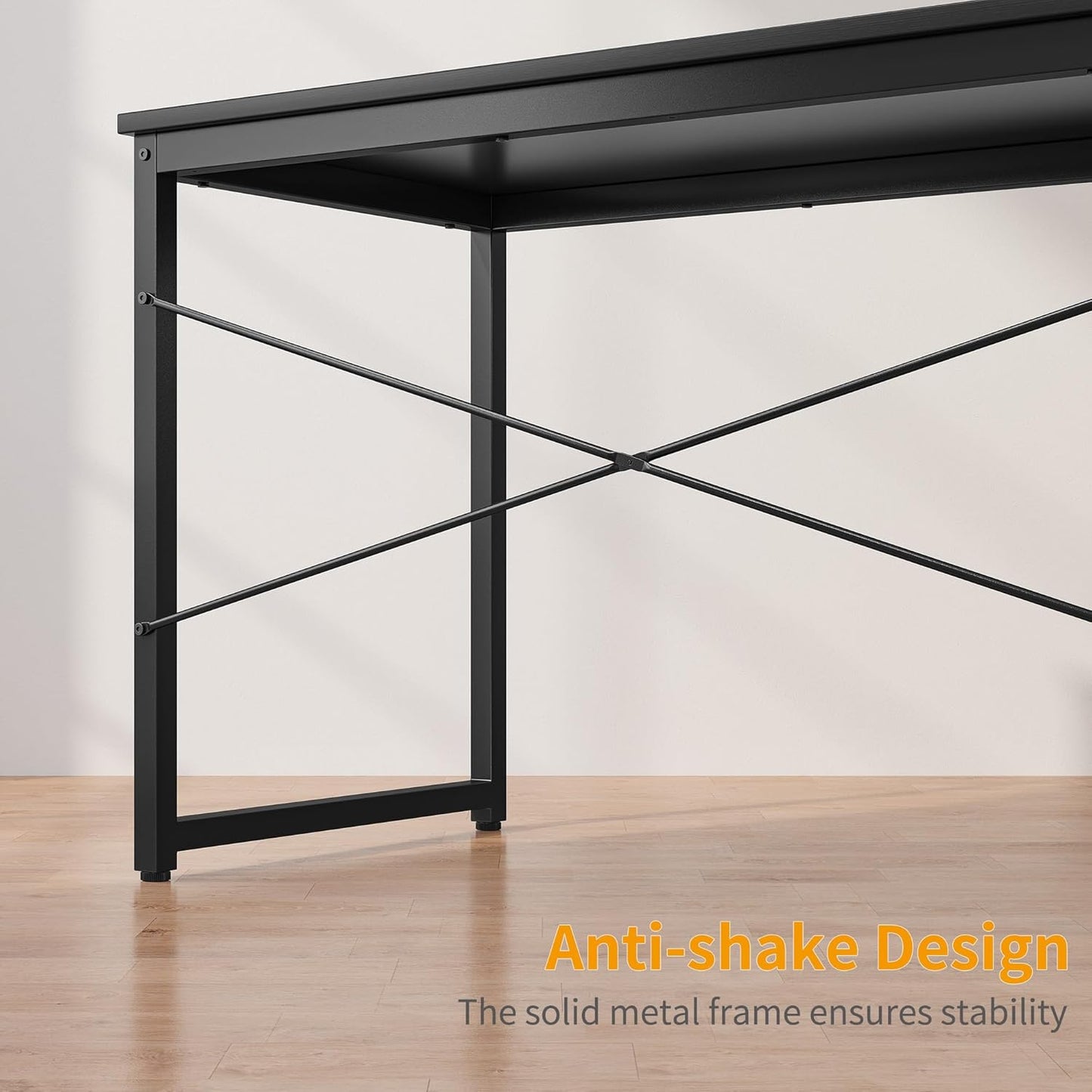 Cubiker Computer Desk 63 inch Home Office Writing Study Desk, Modern Simple Style Laptop Table with Storage Bag, Black