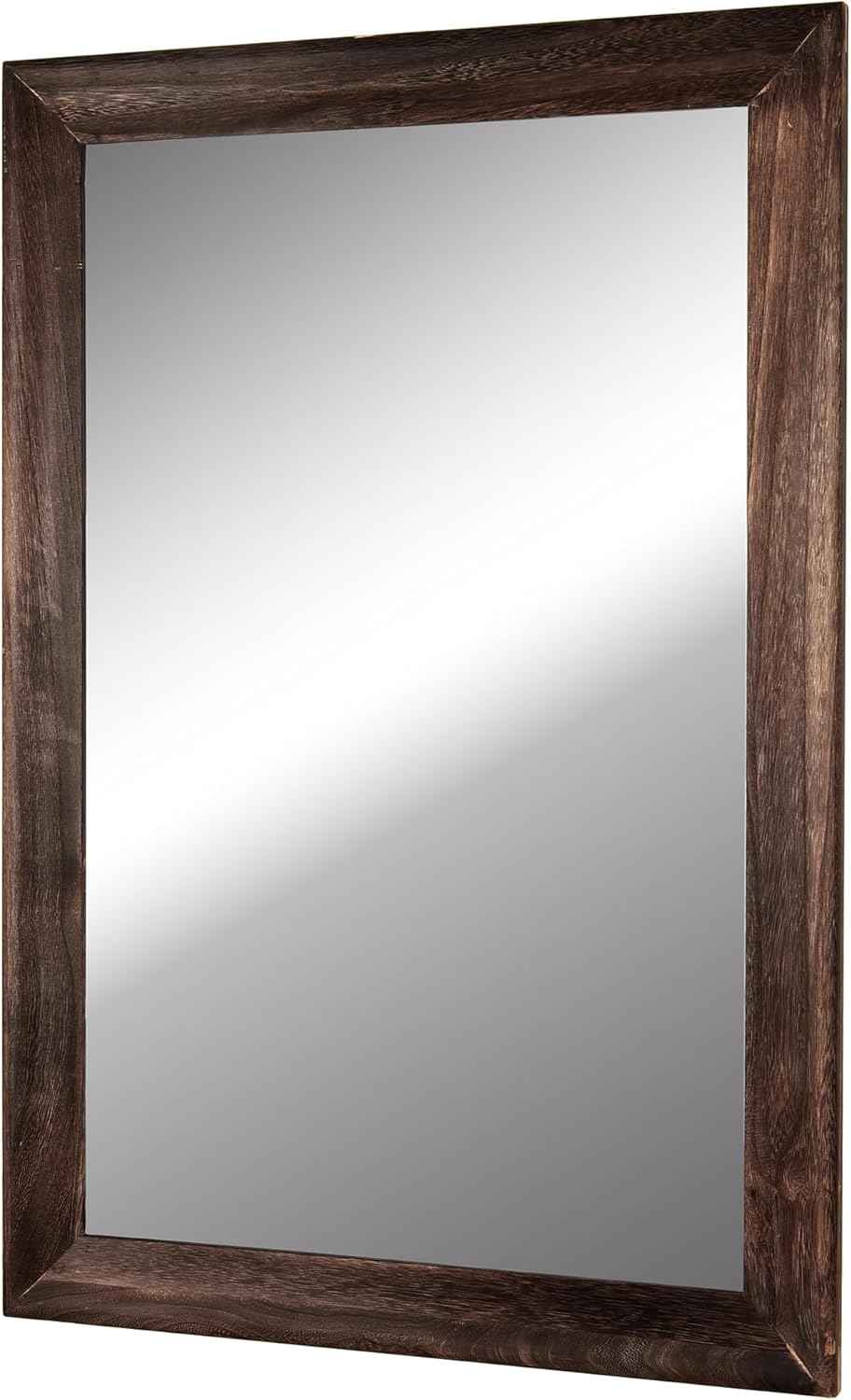CULER Rustic Wood Wall Mirror for Bathroom,Rectangle 24 x 36 inch Hanging vatiny Mirrors with Wooden Frame for Living Room,Bedroom,Entryway (24x36 inch, Vintage Light Brown)