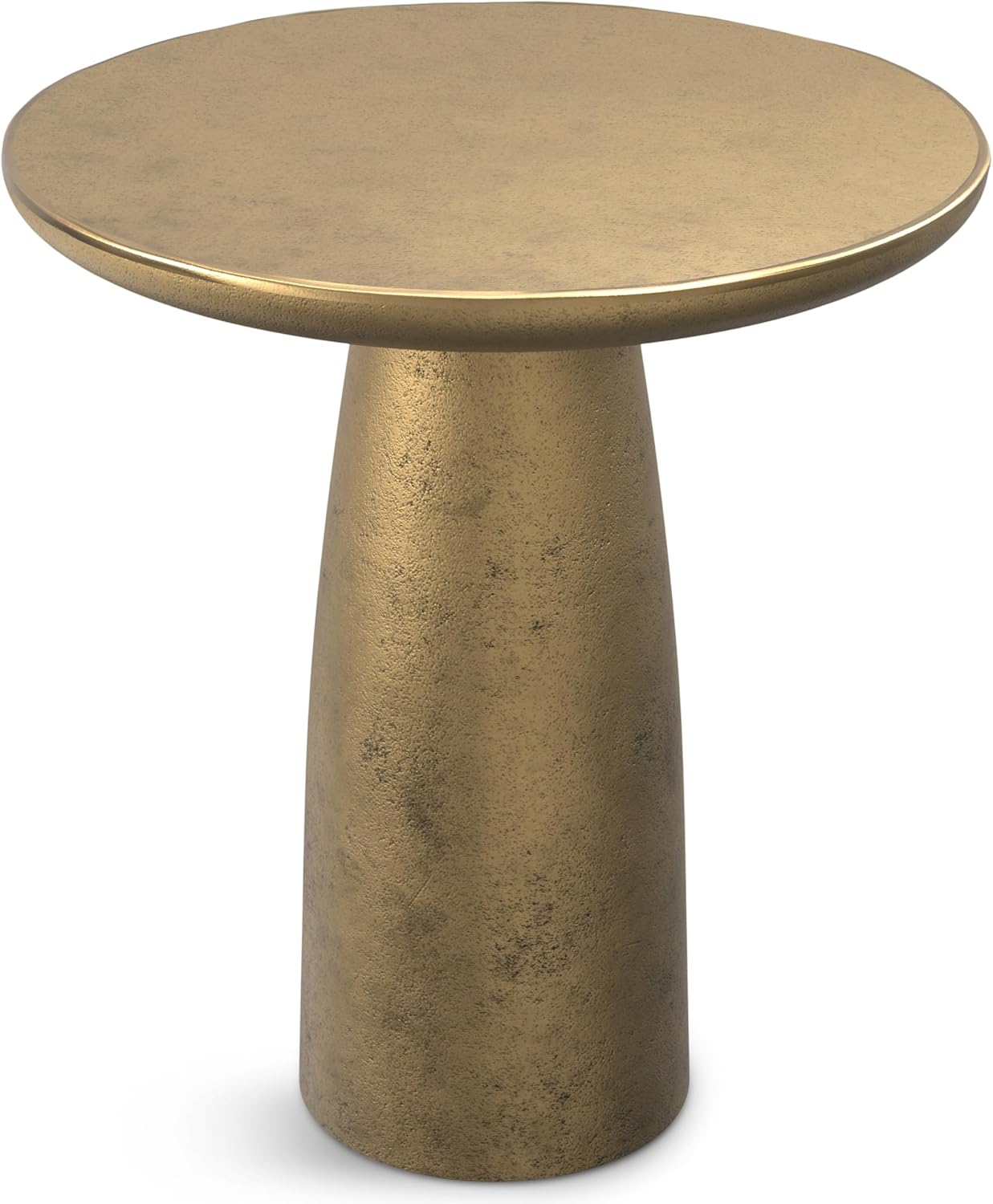 SIMPLIHOME Dominique Metal Table in Antique Brass, 18-inch Round, 19.75-inch Tall, Cast Aluminum Side Table for Living Room, Bedroom, Fully Assembled