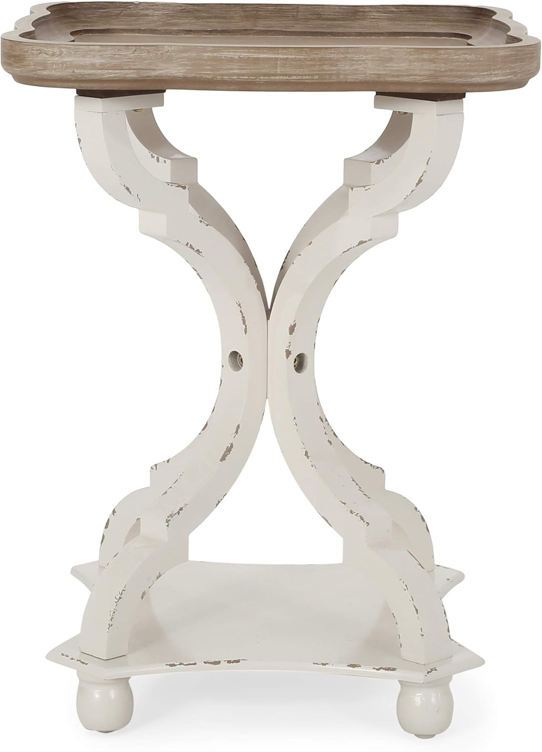 Christopher Knight Home Eudora French Country Accent Table with Square Top, Natural + Distressed White