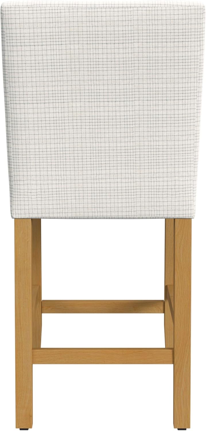 HomePop Home Decor | Classic Counter Height Bar Stools | 24 Inch Bar Stools | Decorative Home Furniture, Cream Grid Pattern