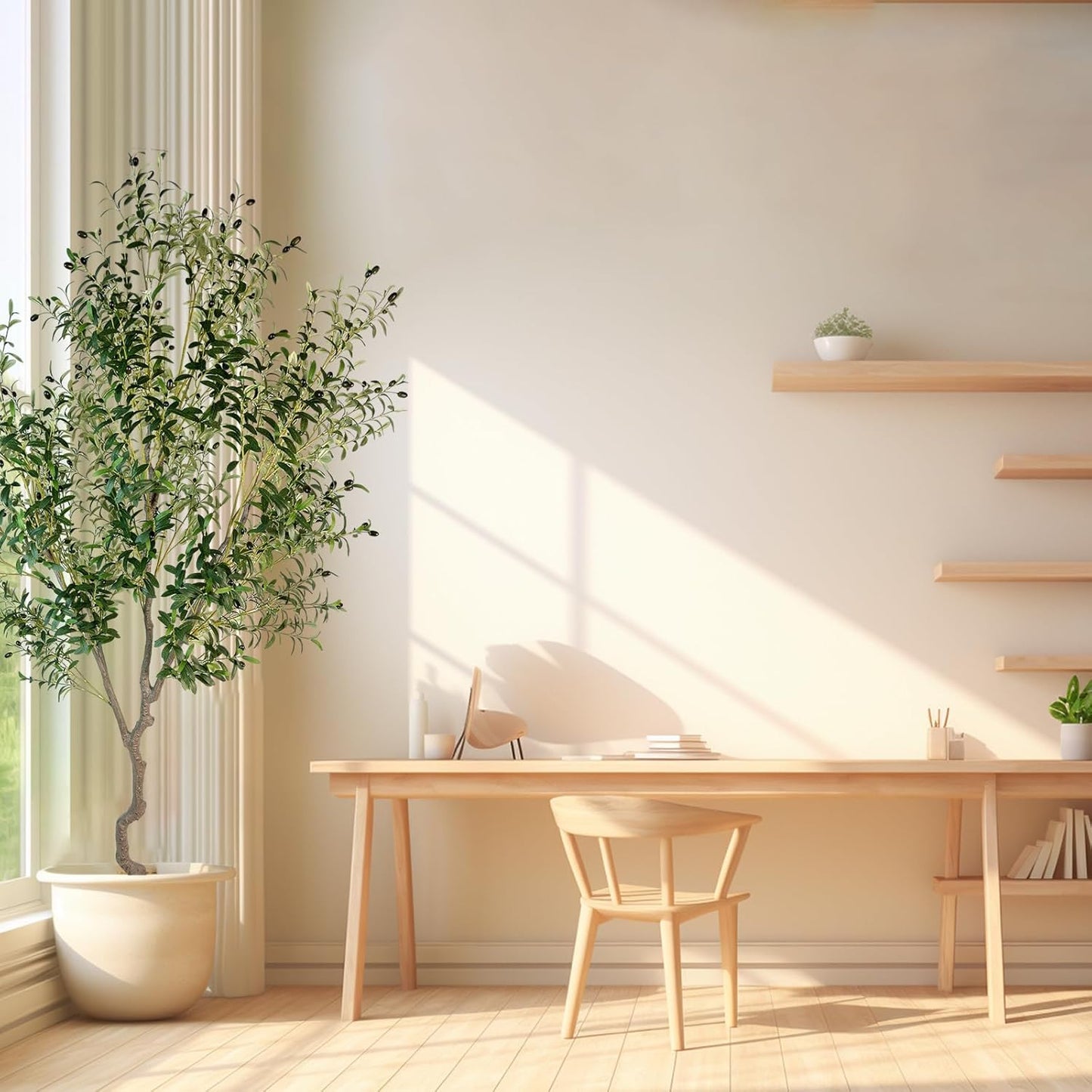 Artificial Tree Faux Olive Tree 8ft(92in,3200leaves) Tall Fake Olive Plant in Pot Fake Silk Tree Faux Plants Indoor