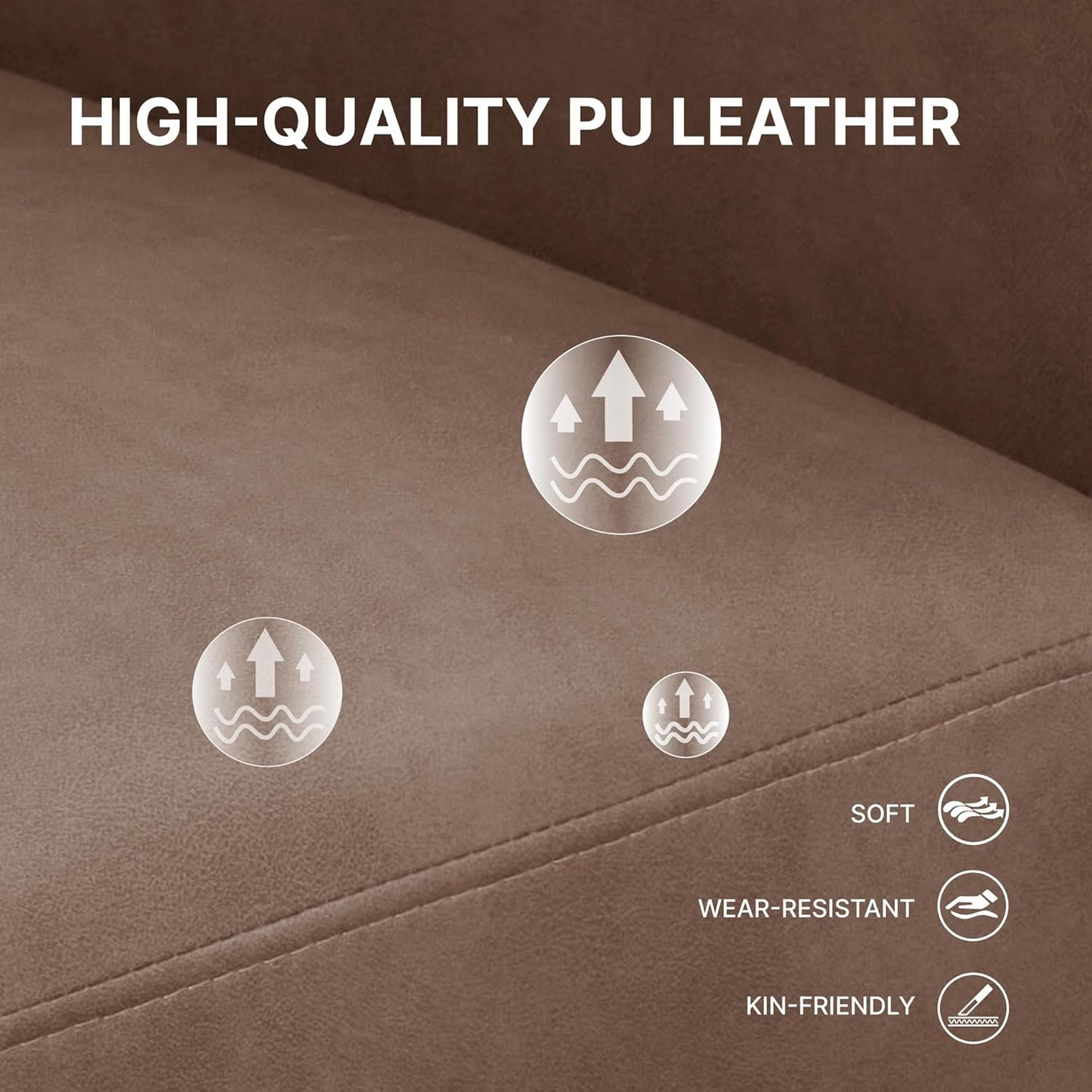 89" Sofa Couch for Living Room Faux Leather Upholstered Couch with Deep Seats and Wide Armrests 3 Seater Comfy Sofa with Cup Holders, USB & Type-C Ports, Spring Cushion, Solid Wood Frame Brown