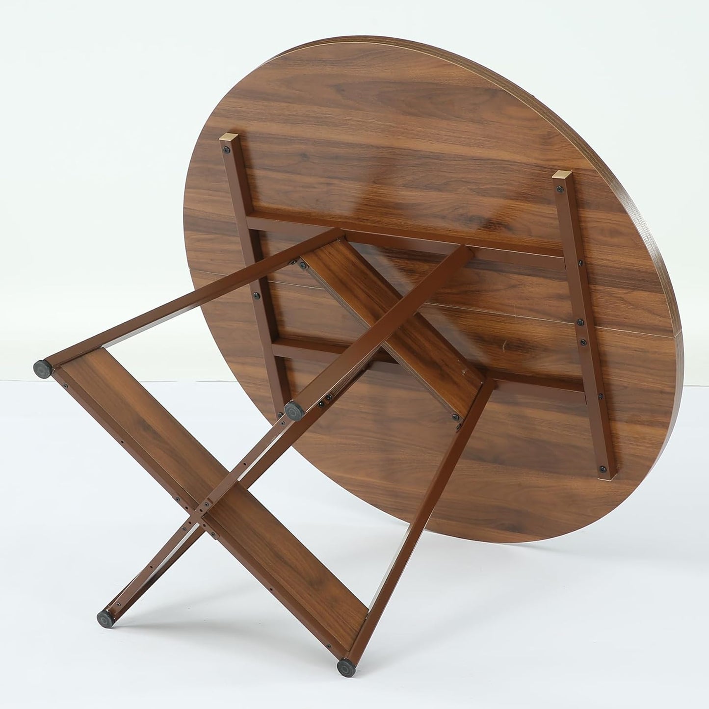 LITTLE TREE 39 Inches Round Dining Table for 2-4, Farmhouse Circle Kitchen Table for Dining Room, Wooden Dinner Table with Heavy Duty Pedestal, Small Bistro Table for Restaurant, Brown