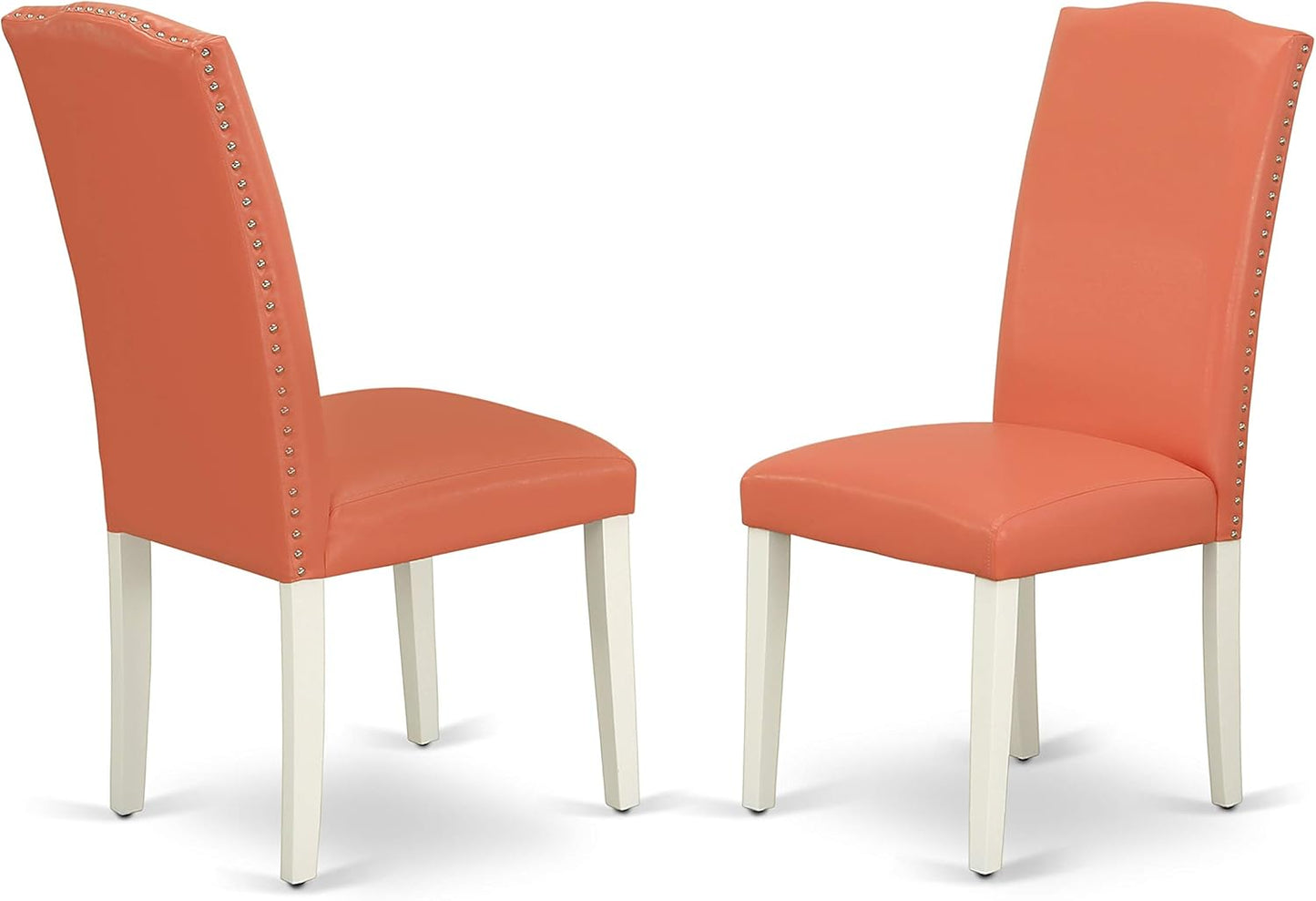 East West Furniture LGEN5-LWH-78 5 Piece Dinette Set Includes a Rectangle Dining Room Table with Butterfly Leaf and 4 Pink Flamingo Faux Leather Parsons Chairs, 42x84 Inch, Linen White