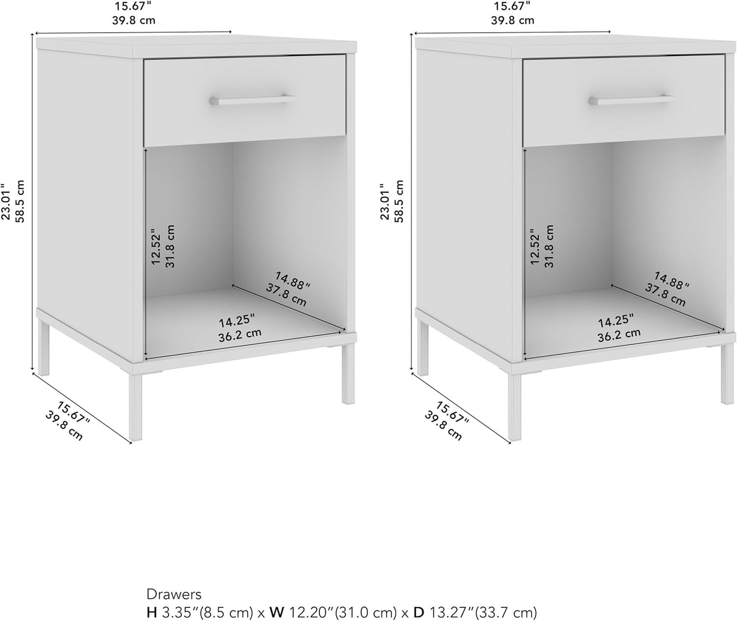 Bush Furniture Essence Small End Table Set of 2 | Side Tables, Home Organization and Storage for Living Room, Bedroom, or Entryway
