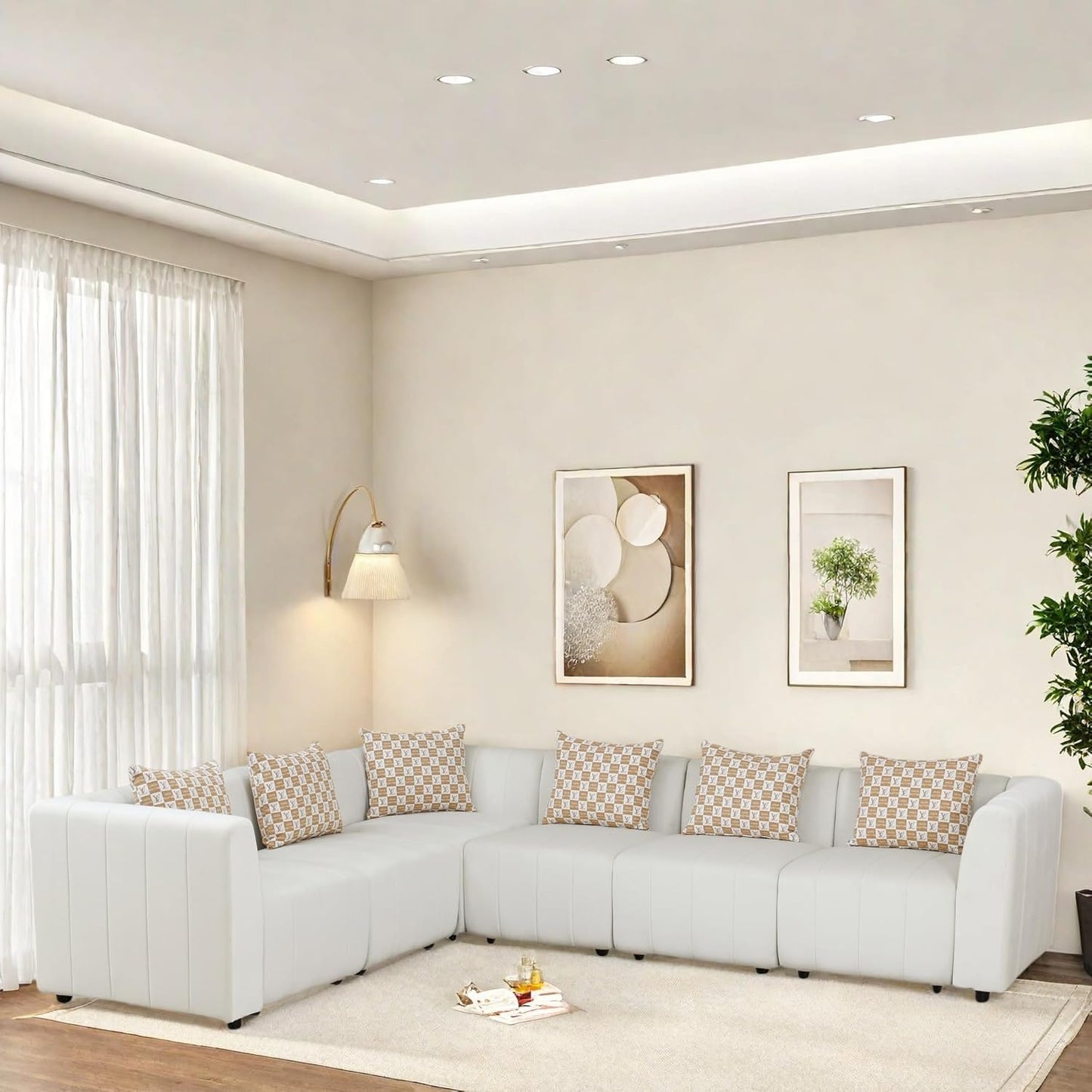 Sectional Couches for Living Room, Loveseat Sofa Comfy Cloud Couch with Deep Seats, Lounge Modern Living Room Furniture for Bedroom & Office, White