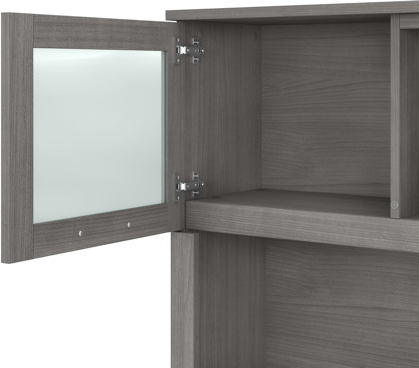 Bush Furniture Somerset 72W 3 Position Sit to Stand L Shaped Desk with Hutch in Platinum Gray | Adjustable Height Table for Office