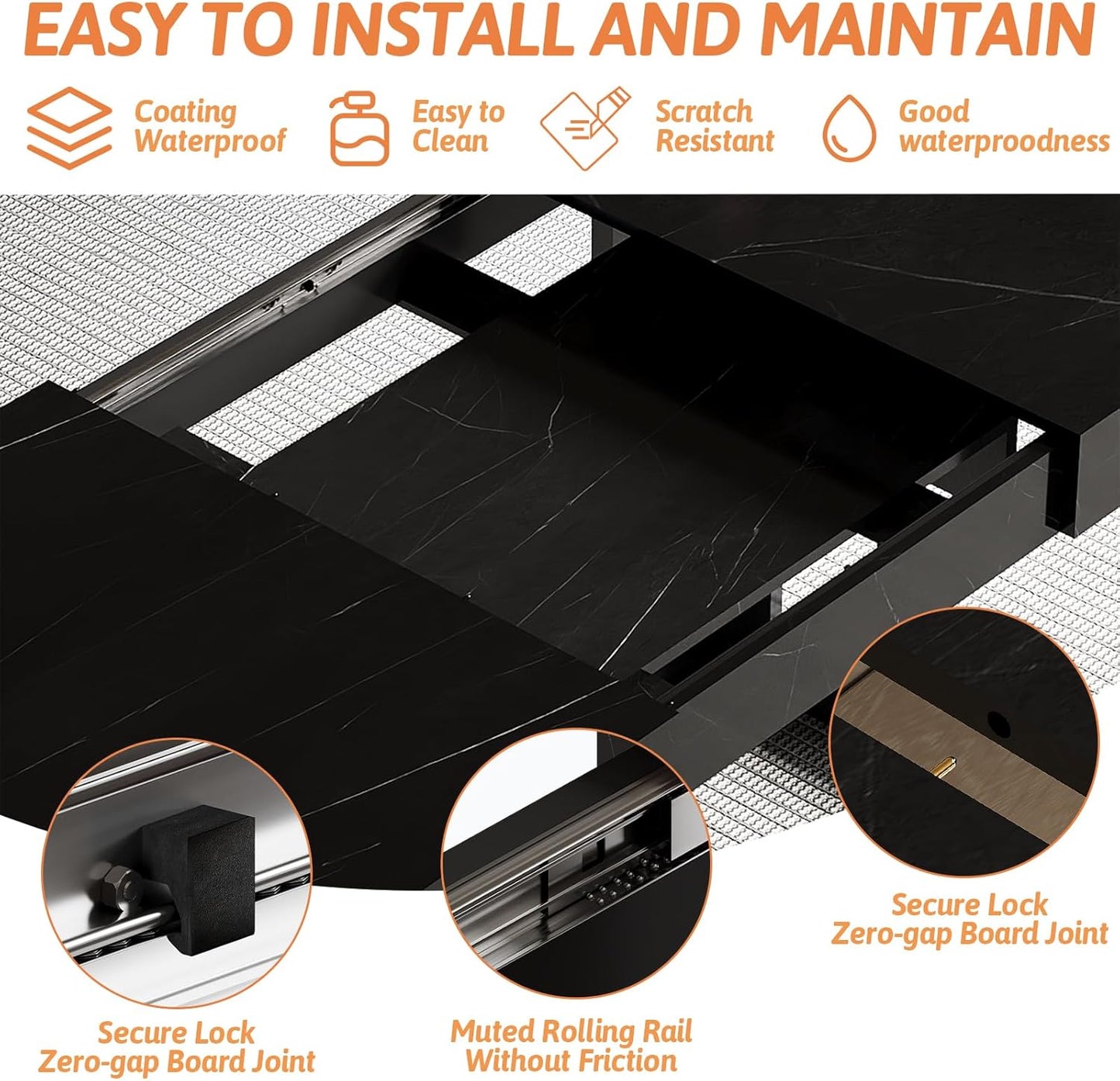 63"-78.74" Rectangular Extendable Dining Table for 6-10 People – Modern Farmhouse Wooden Kitchen Table with Brown Finish, Large Extendable Table for Dining Room or Conference Use