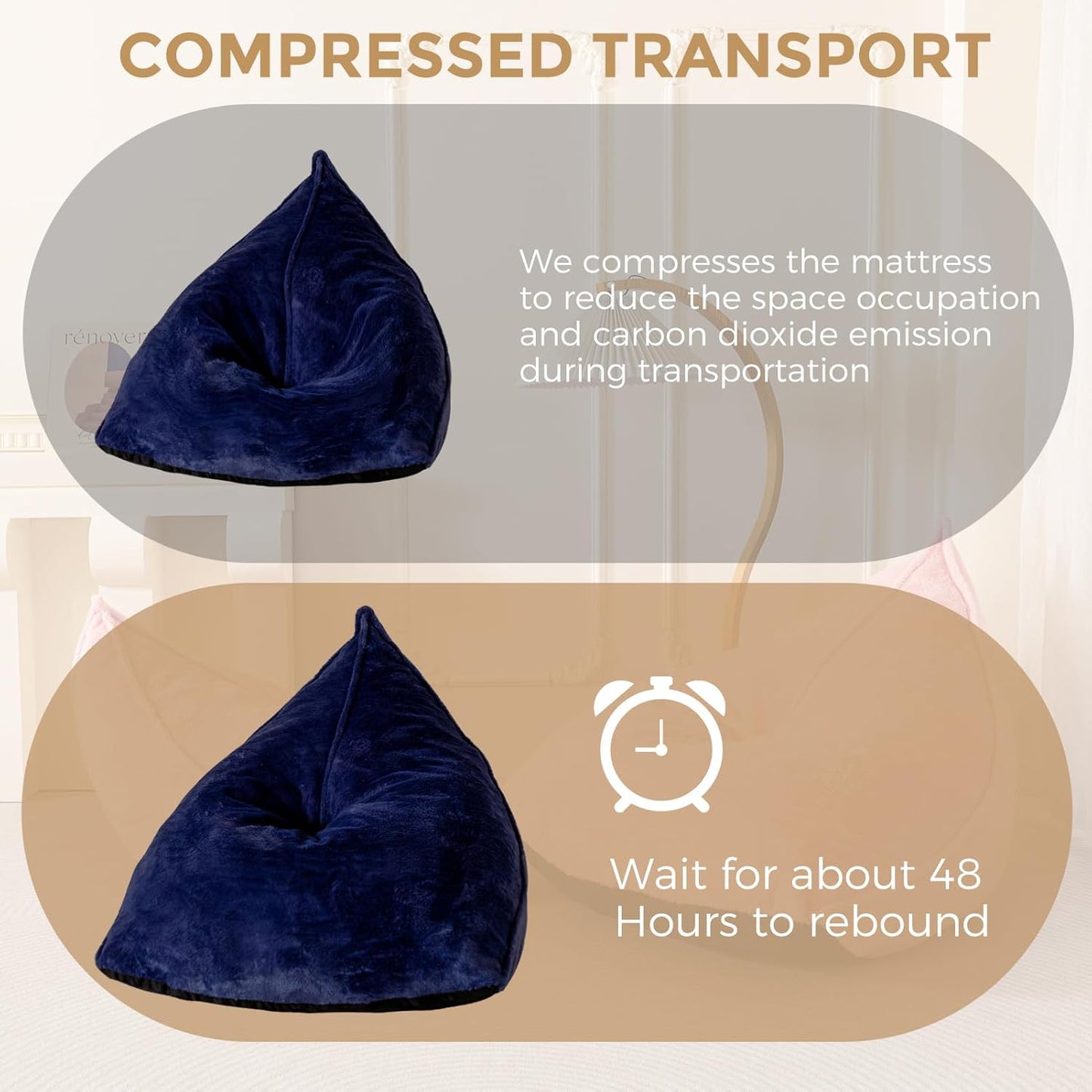 BYBYME Bean Bag Chairs Sherpa Lazy Sofa, Giant Beanbag Chairs for Adults, Teenagers with Stuffed High Density Foam Filling, Comfy Chair for Living Room, Bedroom