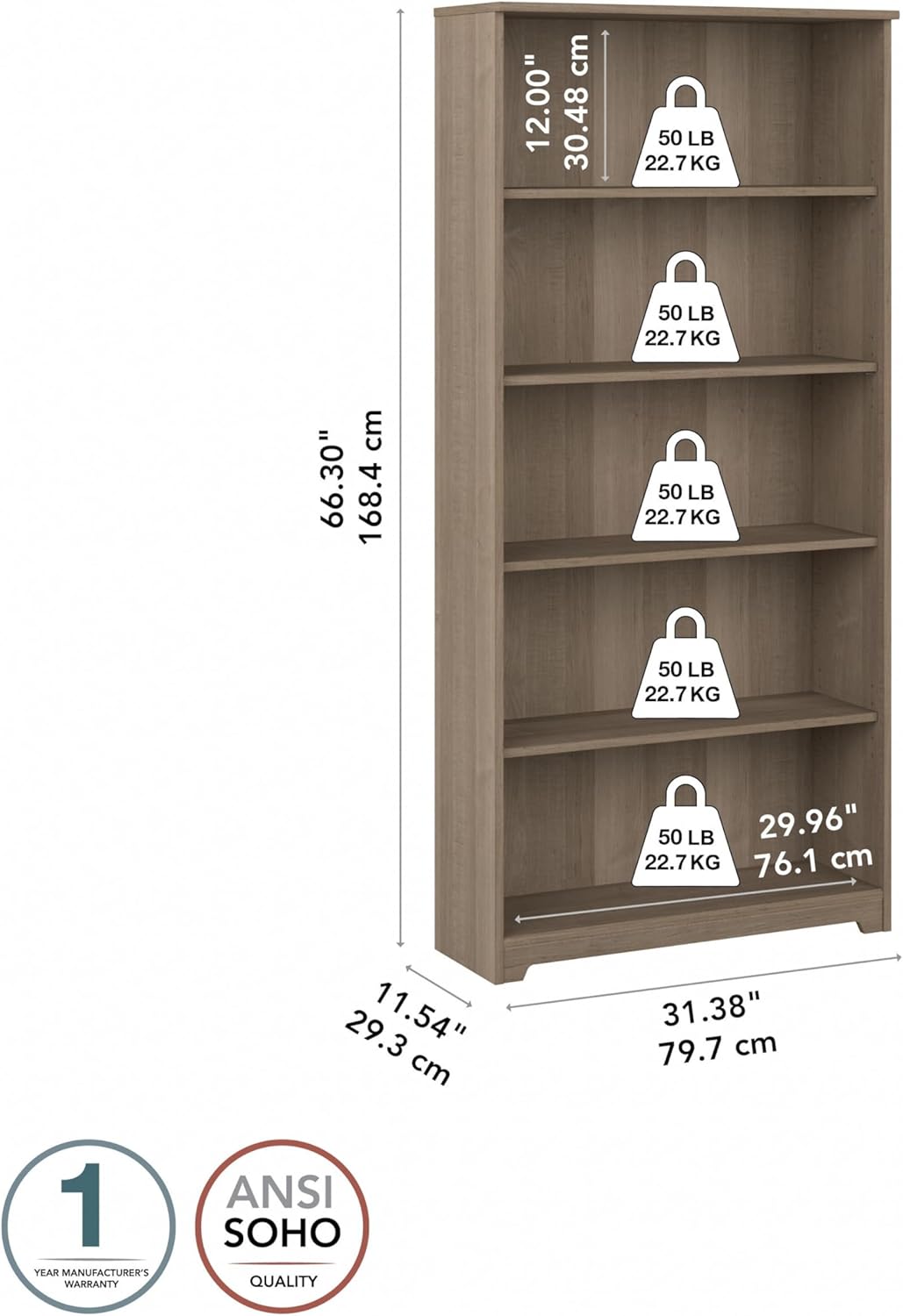 Bush Furniture Somerset 60W Office Desk with Drawers in Sand Oak